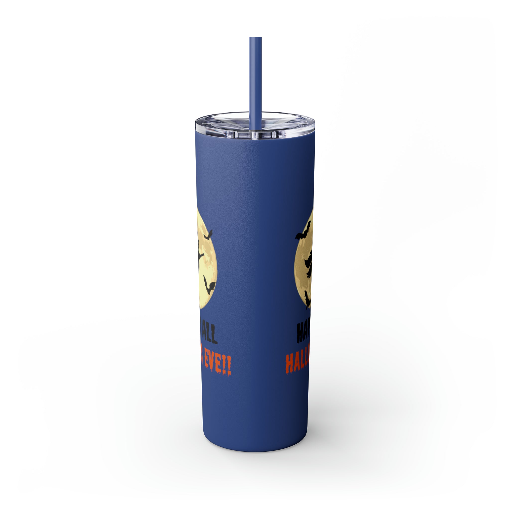 Happy All Hallows Eve Skinny Tumbler with Straw, 20oz