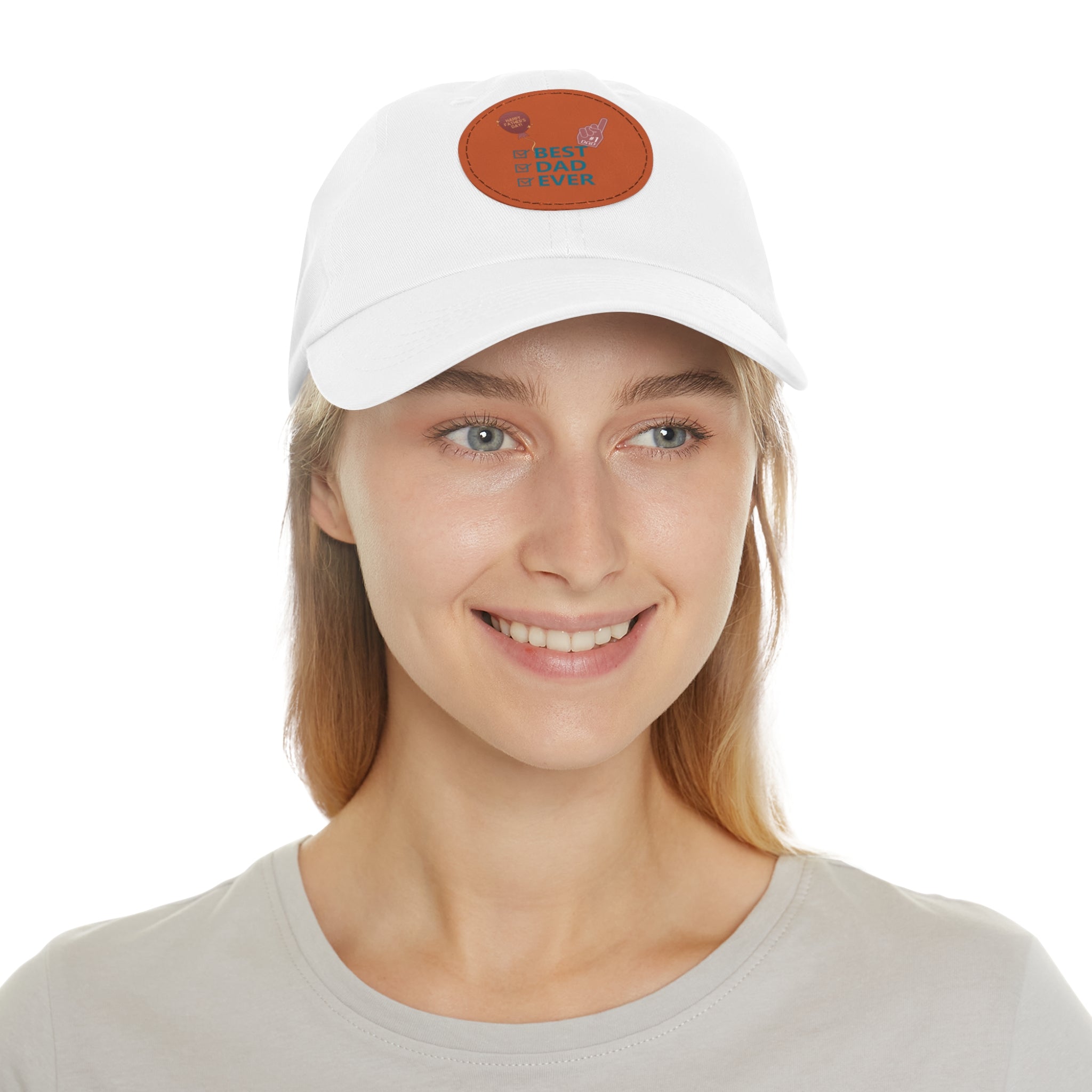 Best Dad Ever Hat with Leather Patch (Round)