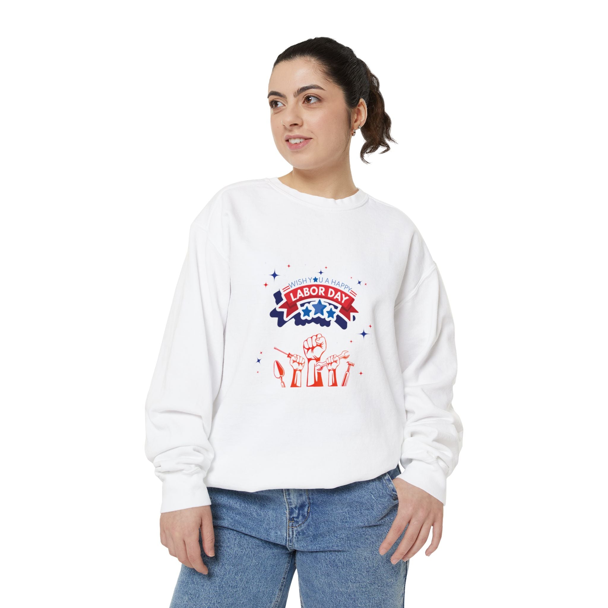 Wish U A Happy Labor Day Unisex Garment-Dyed Sweatshirt