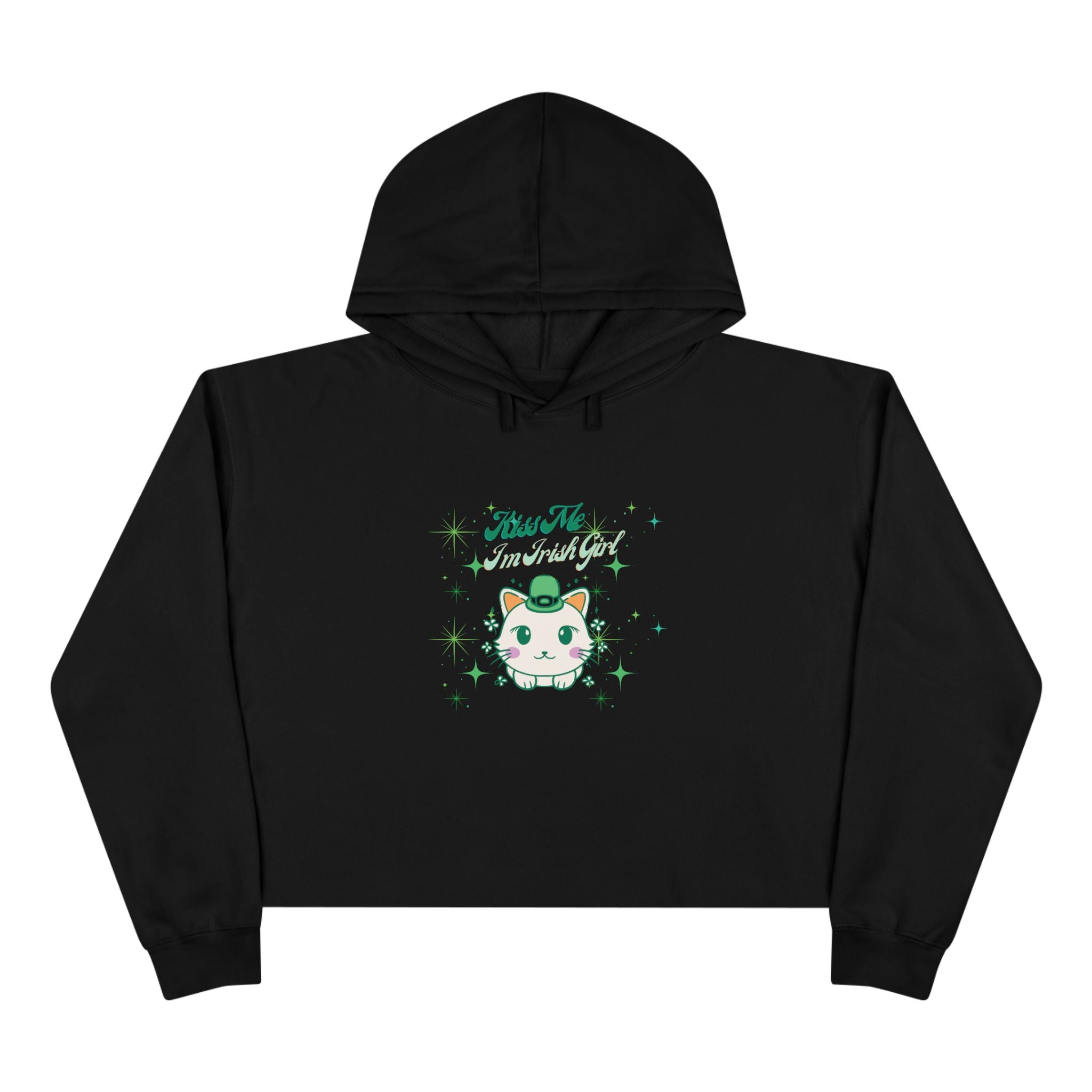 Kiss Me I'm Irish Cat Crop Hoodie