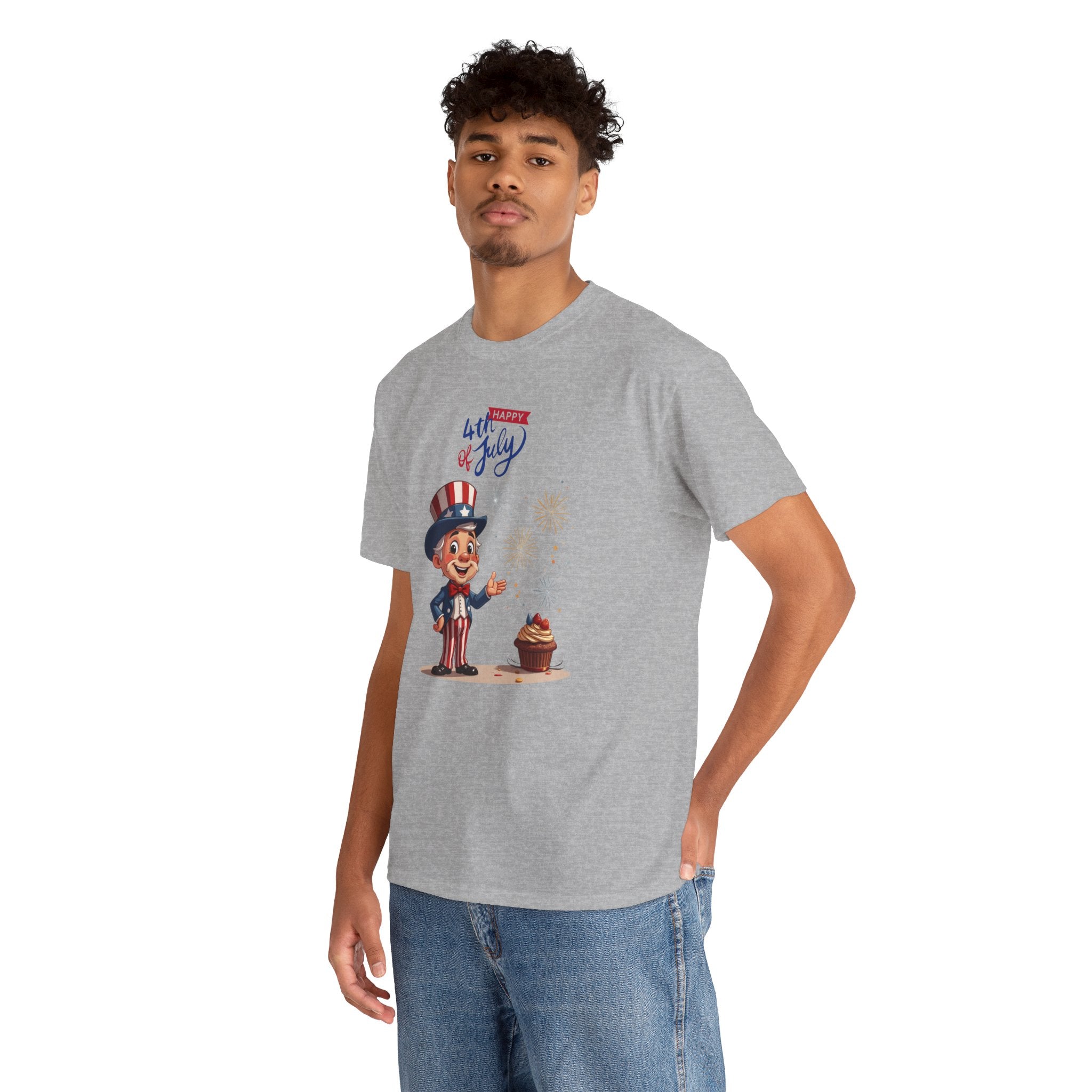 Uncle Sam Tee Happy of July, Unisex Heavy Cotton Shirt