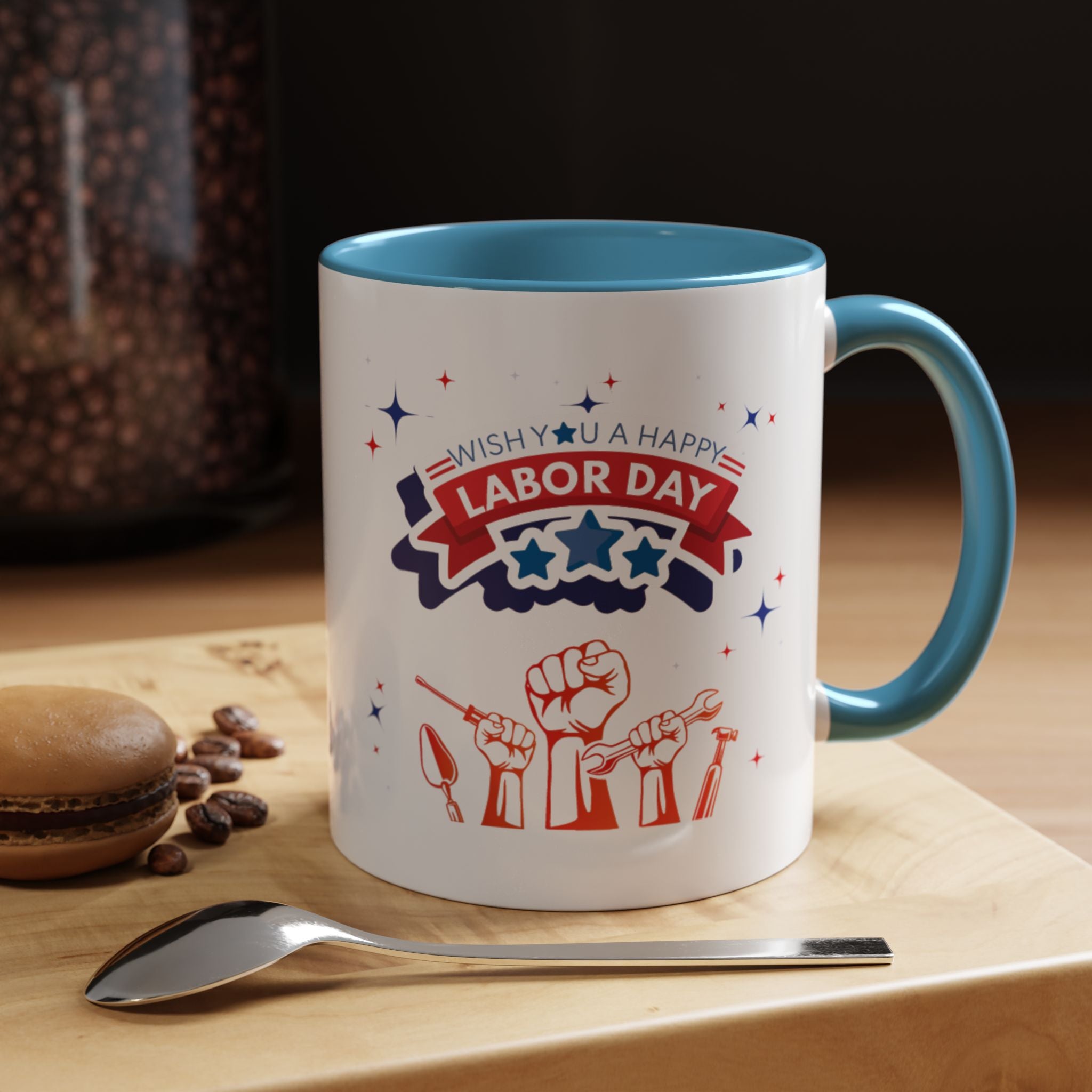 Wish U A Happy Labor Day Accent Coffee Mug (11, 15oz)