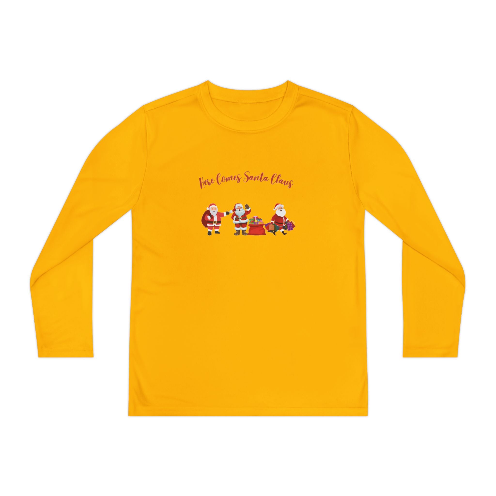 Here Comes Santa Claus Youth Long Sleeve Competitor Tee