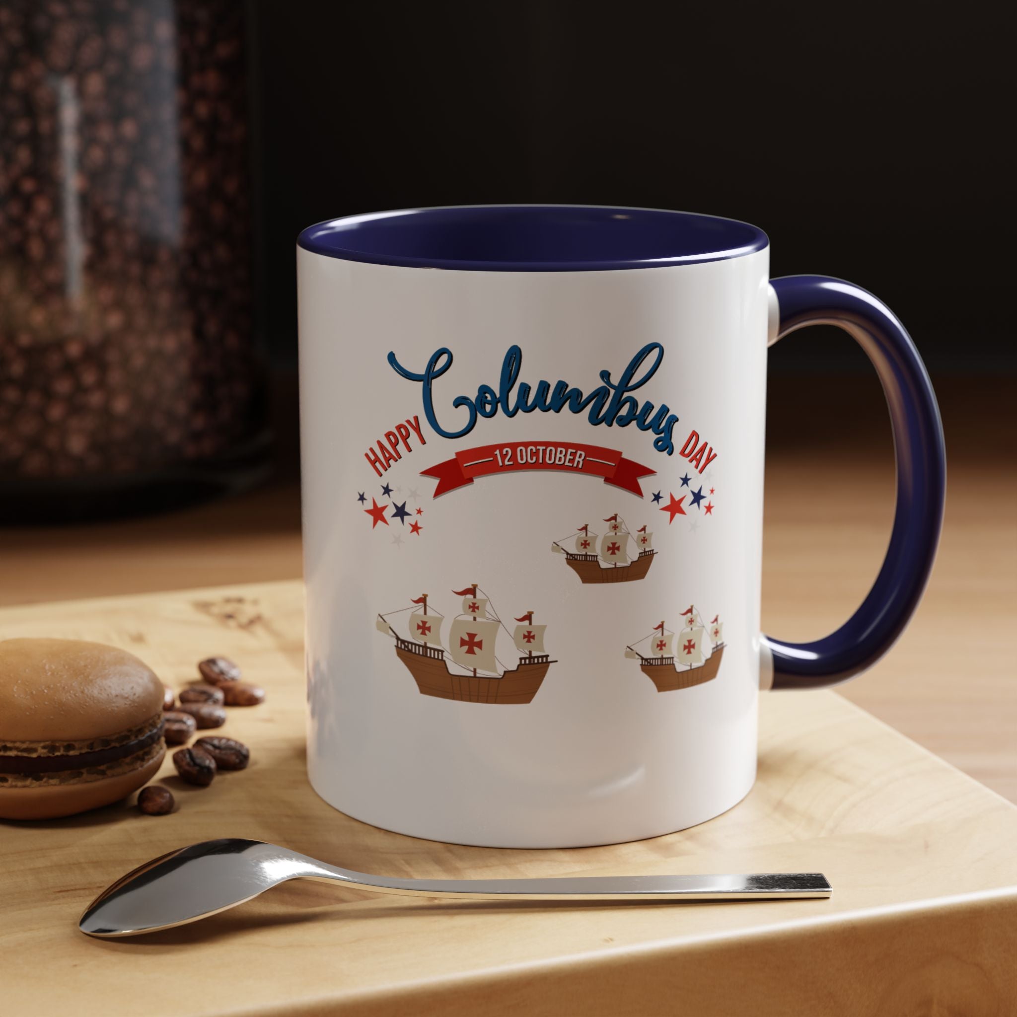 Happy Columbus Day Accent Coffee Mug (11, 15oz)