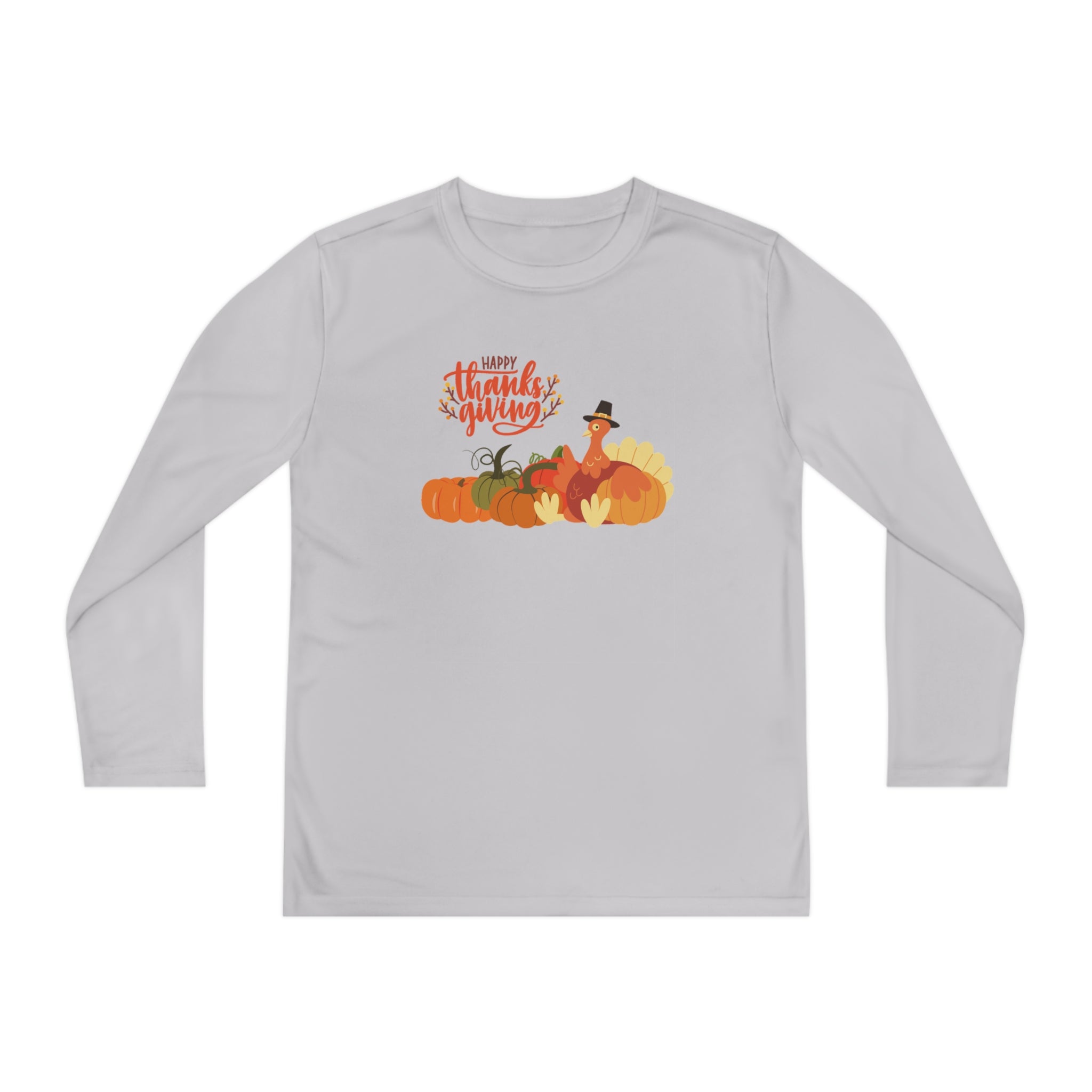Happy Thanksgiving Turkey Youth Long Sleeve Competitor Tee