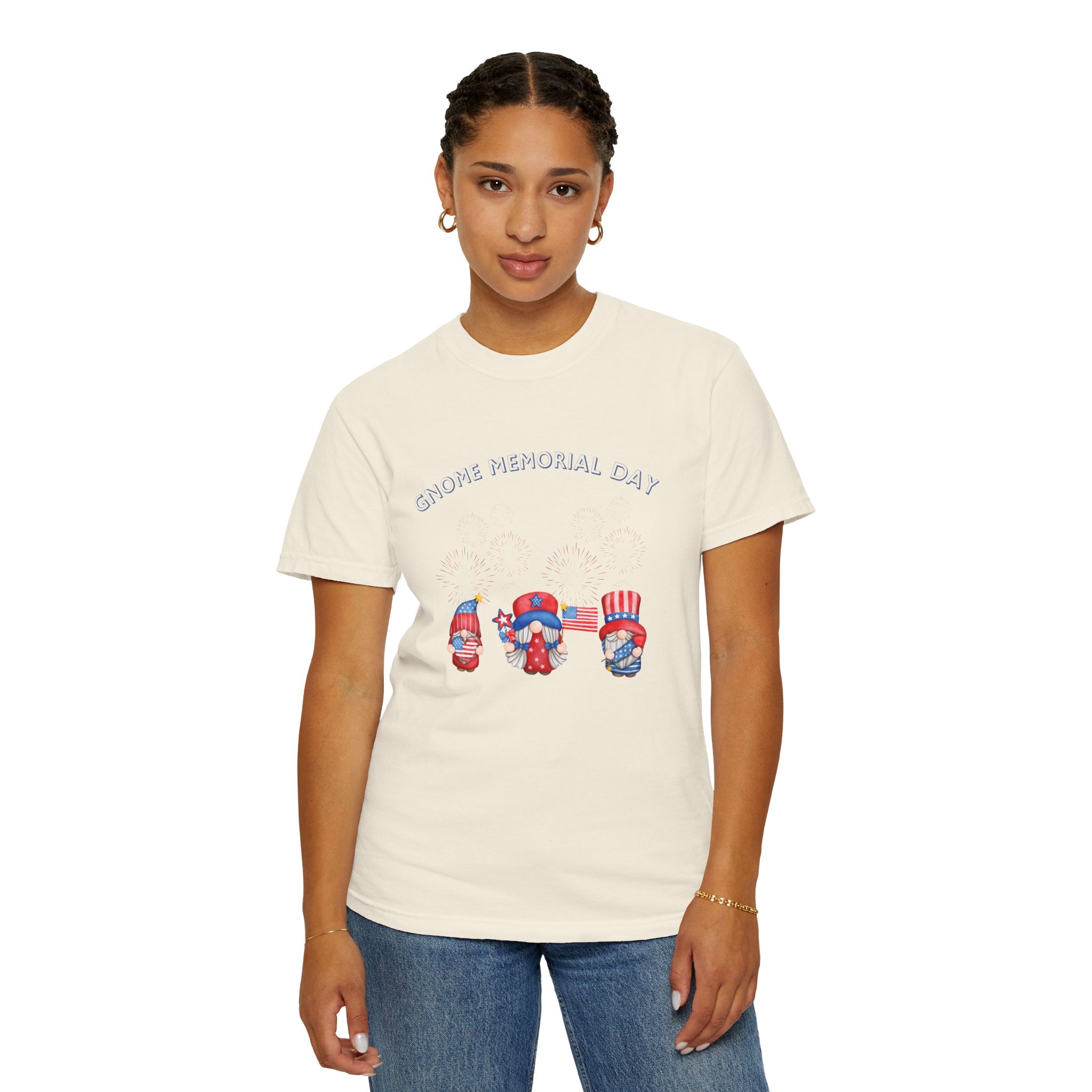 Gnome Memorial Day Unisex Garment-Dyed T-Shirt