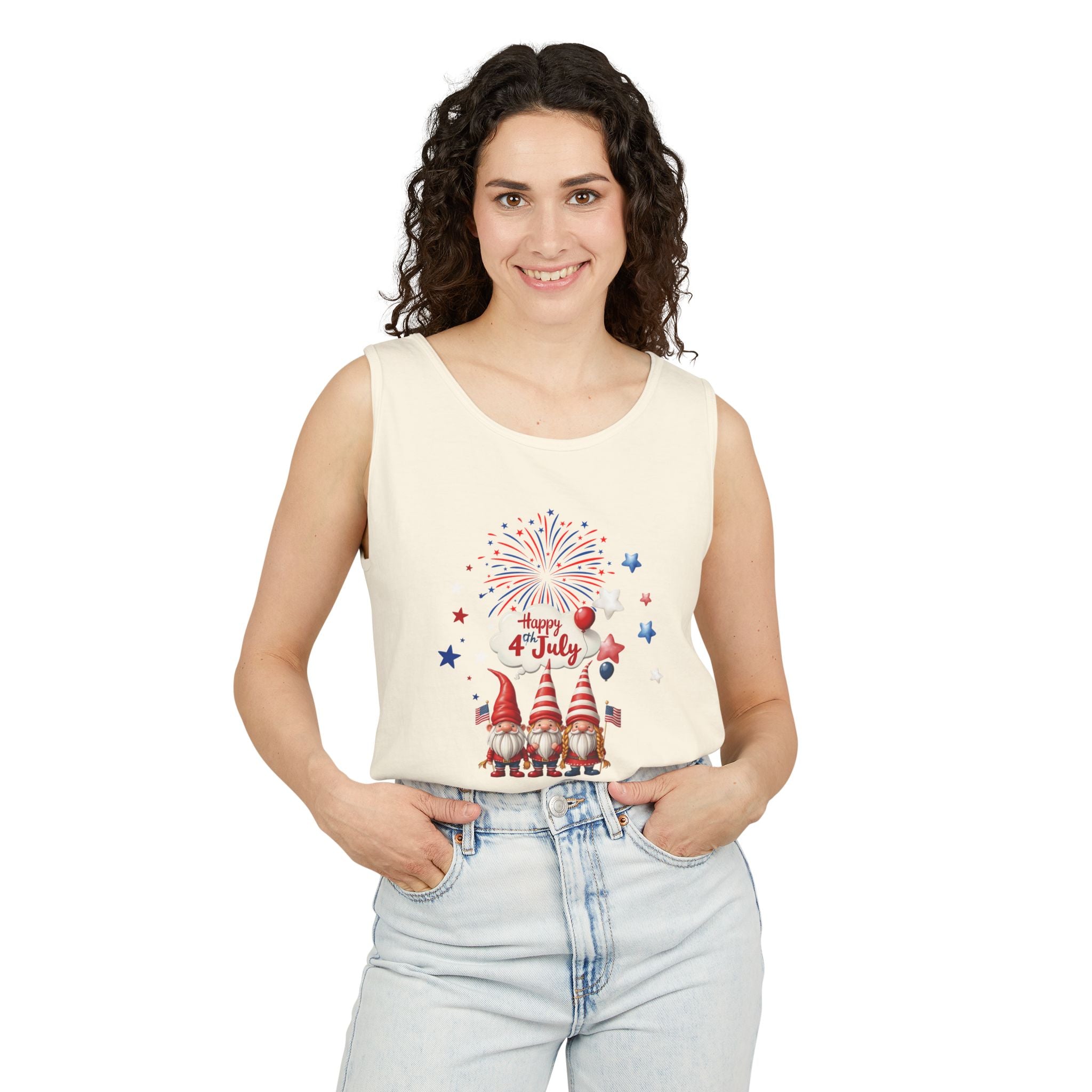 Gnome 4th of July Unisex Tank Top, Festive Holiday Apparel, Casual Independence Day Wear