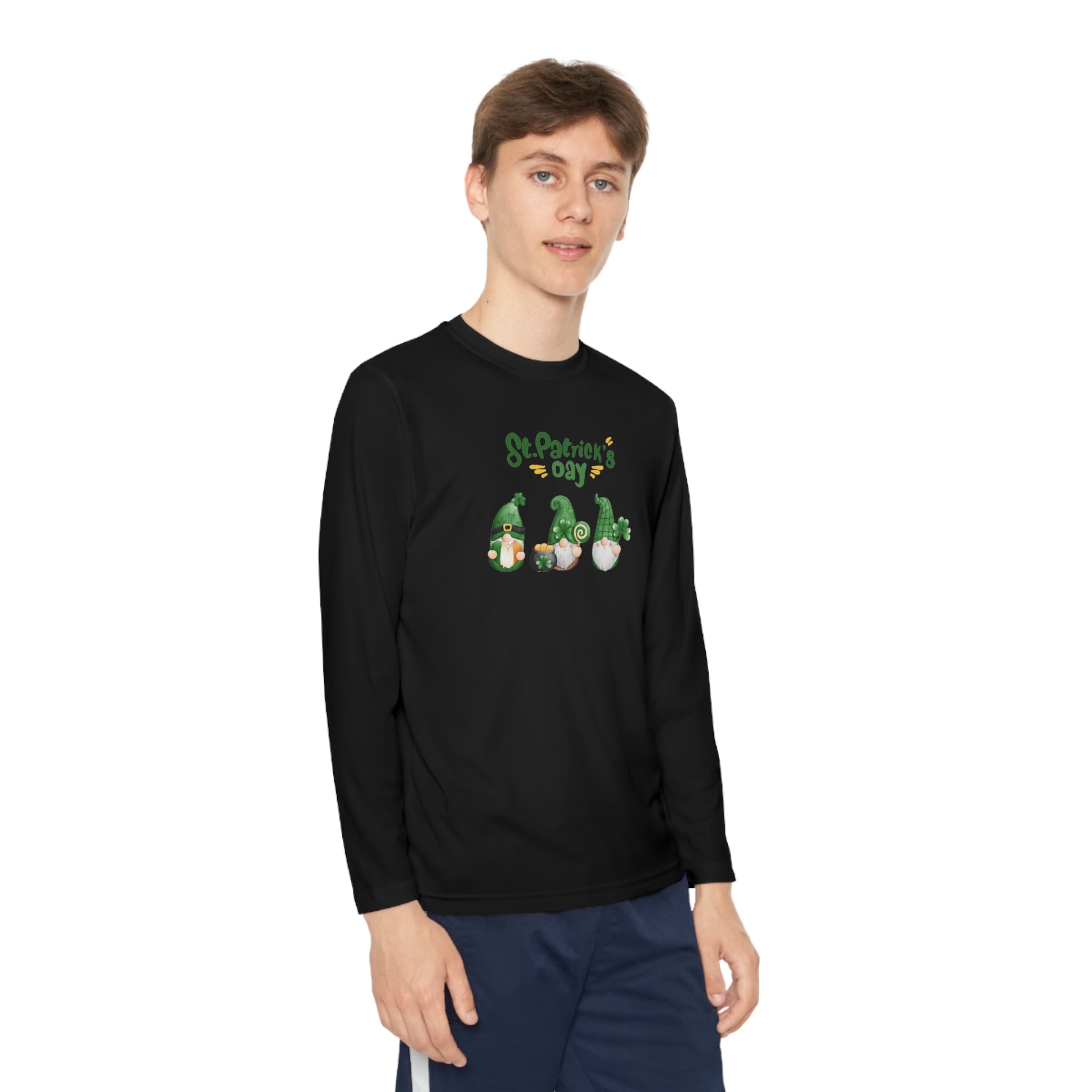 St Patty's Day Gnome Youth Long Sleeve Competitor Tee