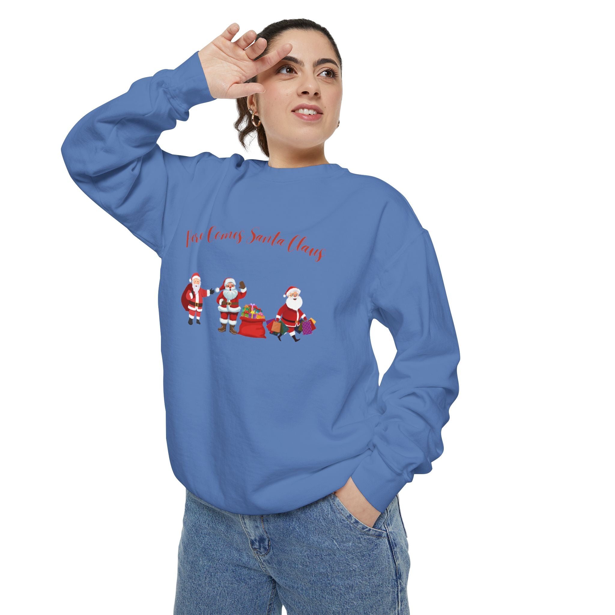 Here Comes Santa Claus Unisex Garment-Dyed Sweatshirt