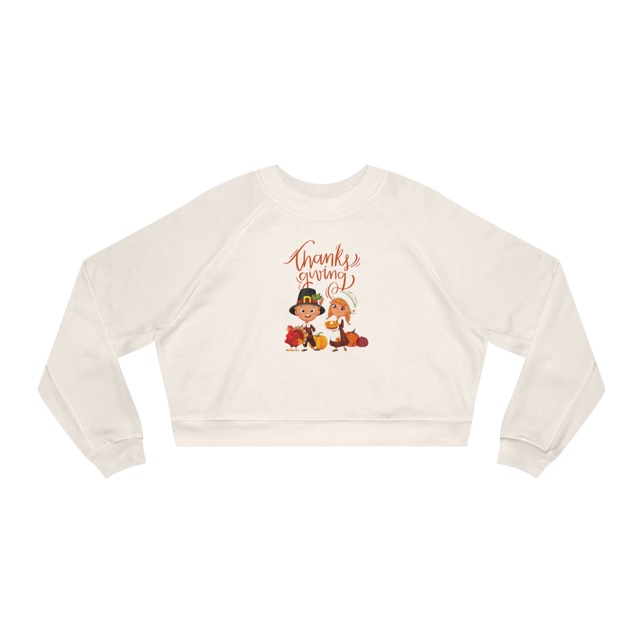 Happy Thanksgiving Women's Cropped Fleece Pullover