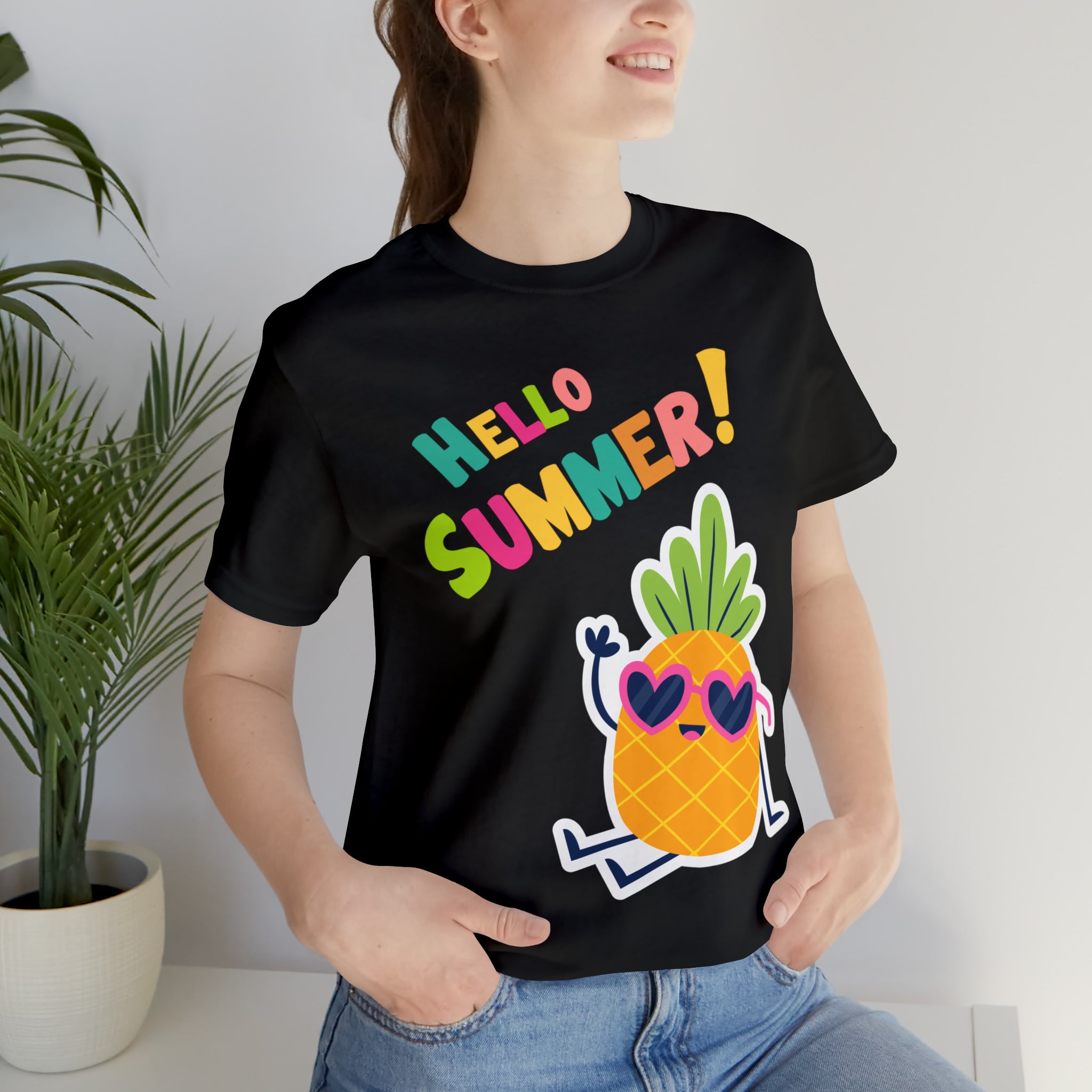 Hello Pineapple Summer Unisex Jersey Short Sleeve Tee