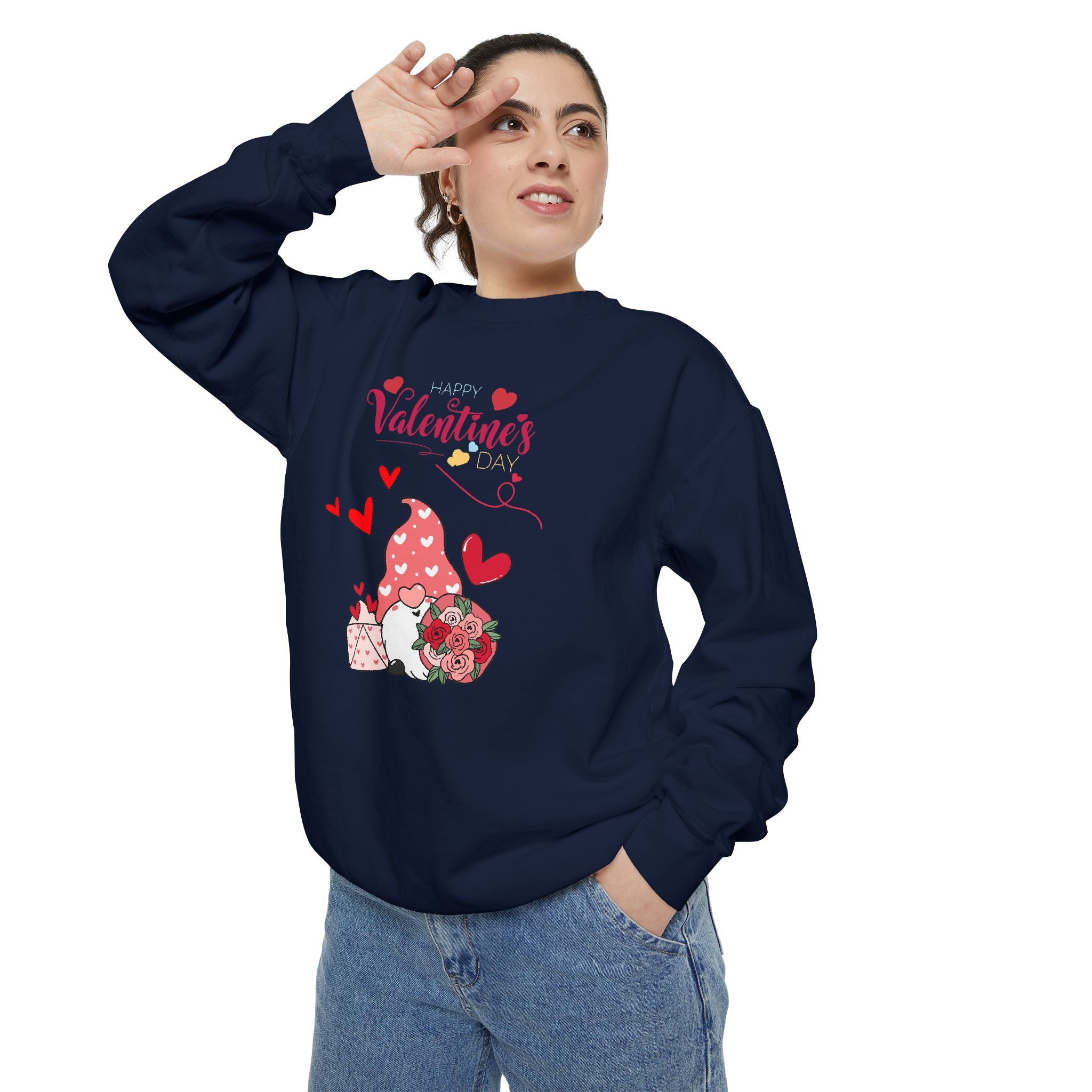 Gnome Valentine's Day Unisex Garment-Dyed Sweatshirt