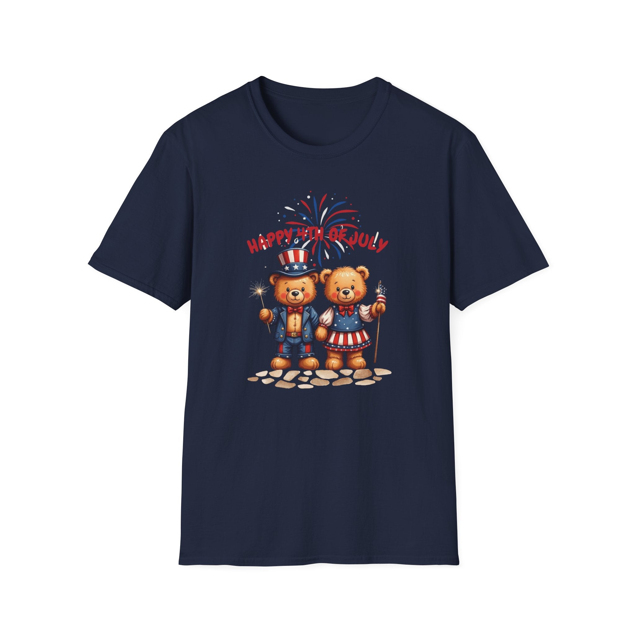 Happy 4th of July Teddy Bear Couple Unisex T-Shirt