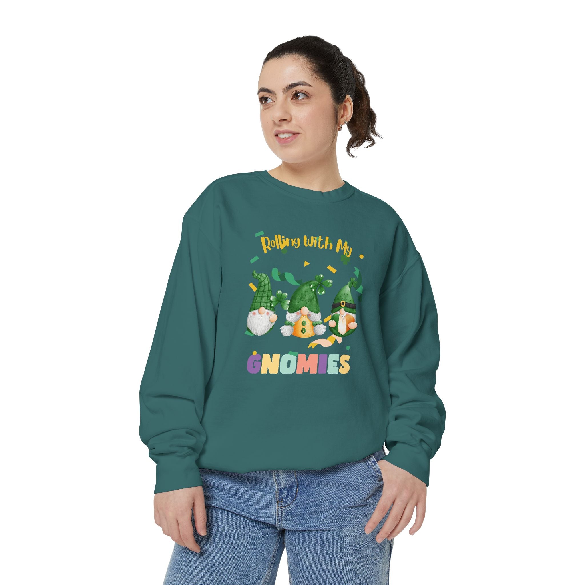 Rolling With My Gnomies Sweatshirt - Unisex Garment-Dyed Cozy Apparel