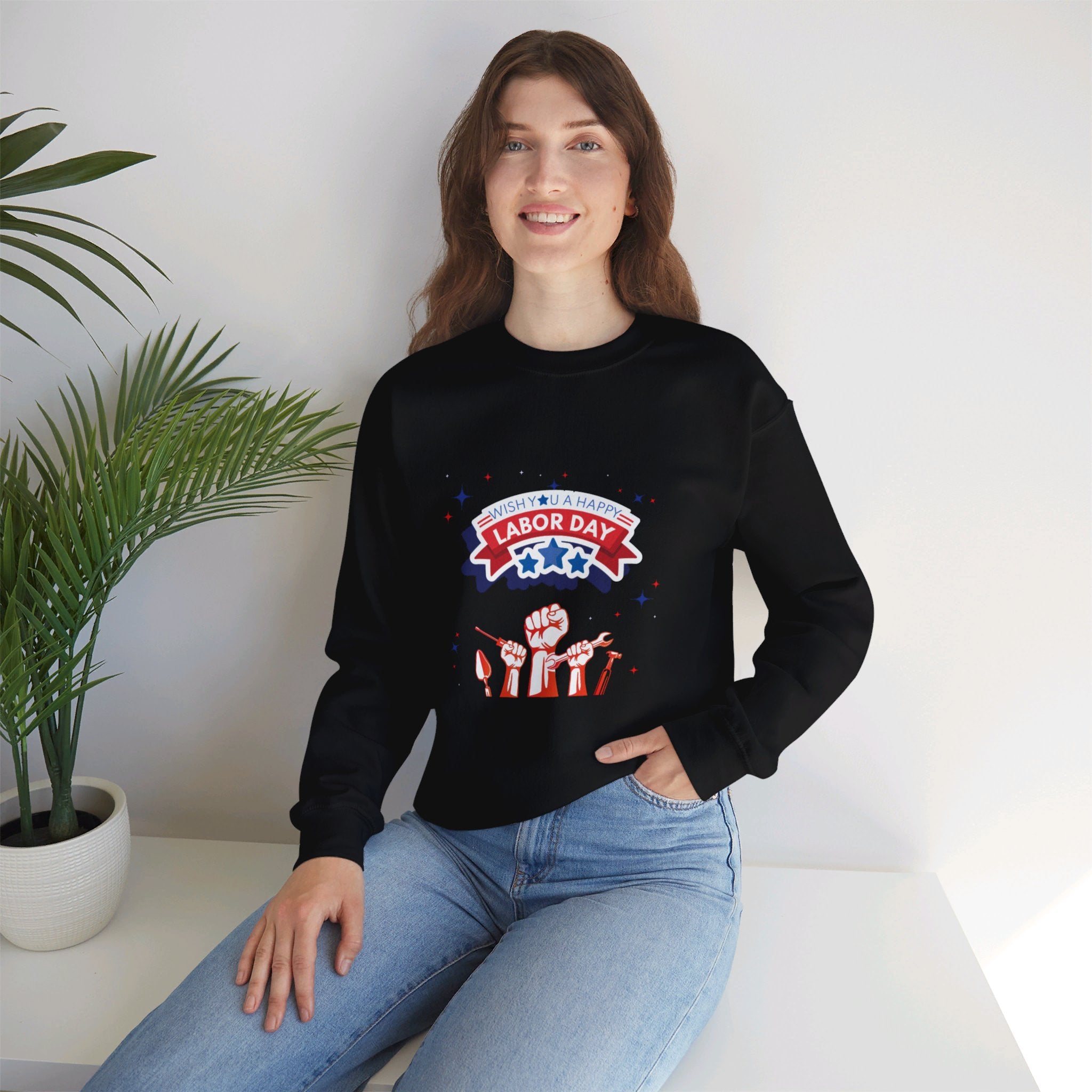 Wish U A Happy Labor Day Unisex Heavy Blend™ Crewneck Sweatshirt