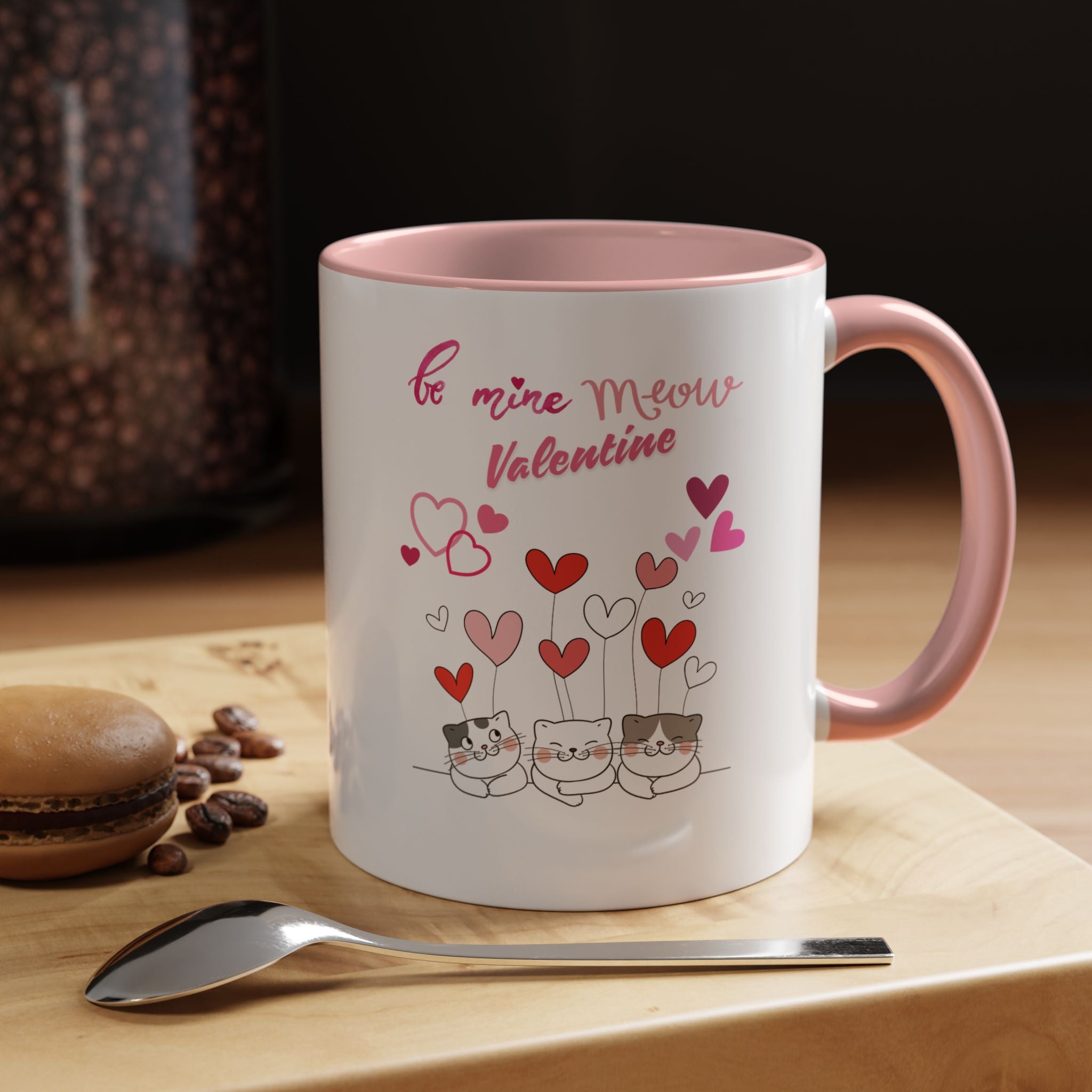 Meow Valentine's Day Accent Coffee Mug (11, 15oz)