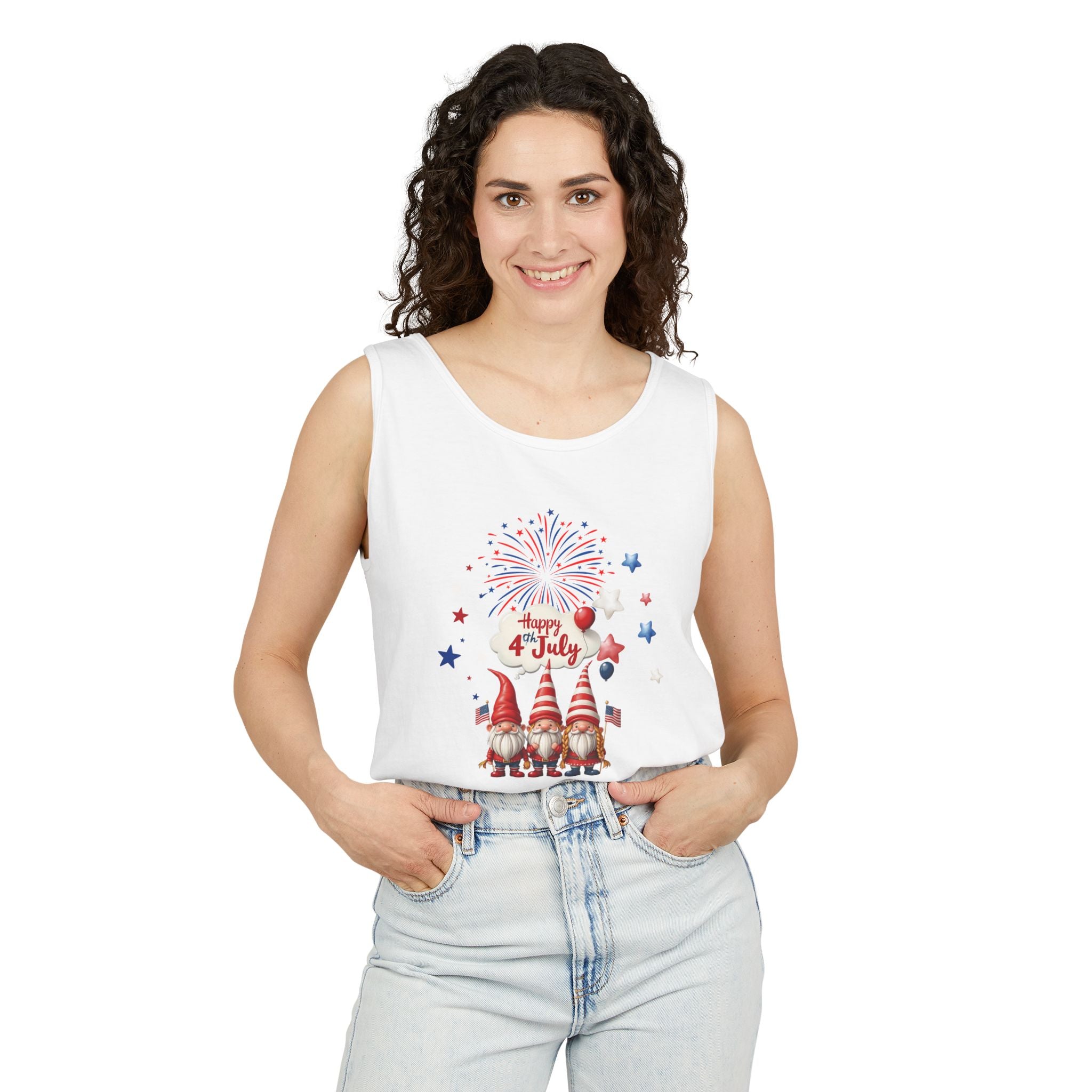 Gnome 4th of July Unisex Tank Top, Festive Holiday Apparel, Casual Independence Day Wear