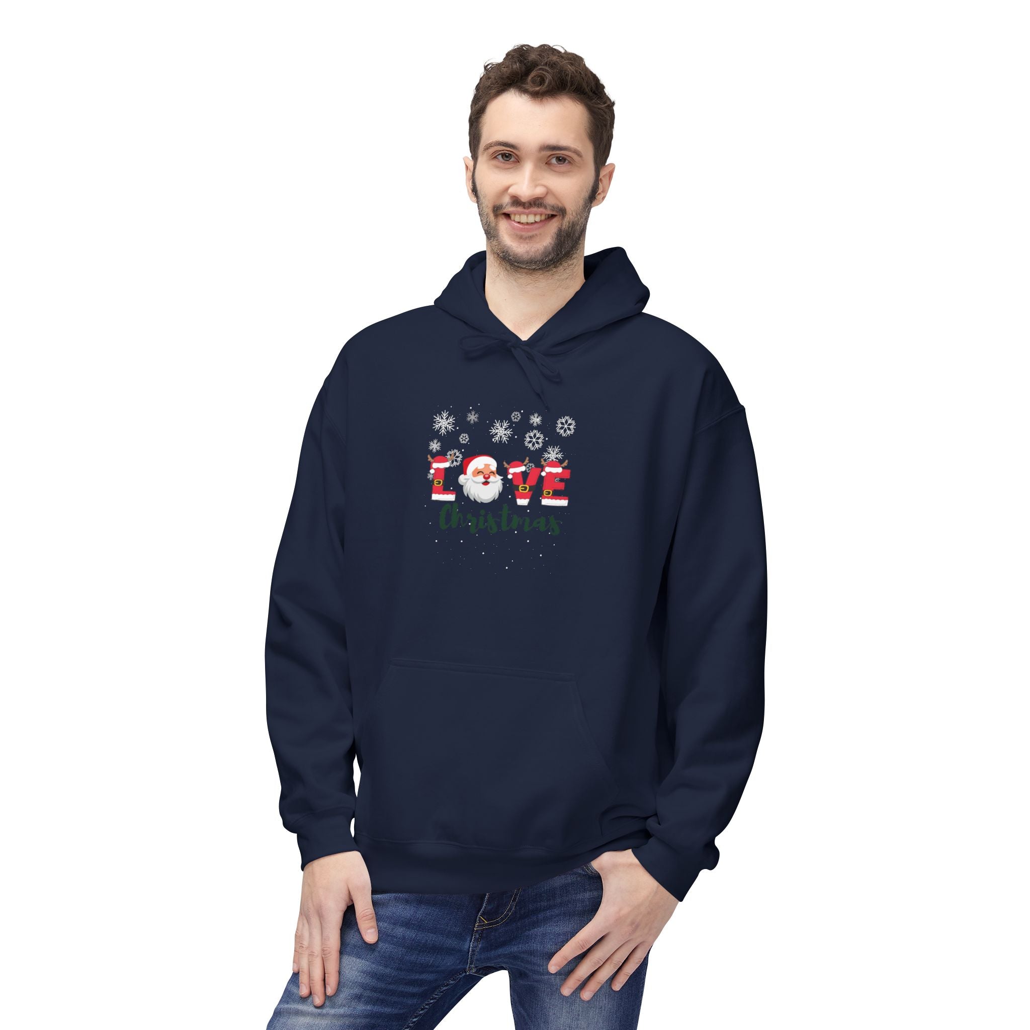 Santa Claus Loves Christmas Unisex Midweight Softstyle Fleece Hoodie
