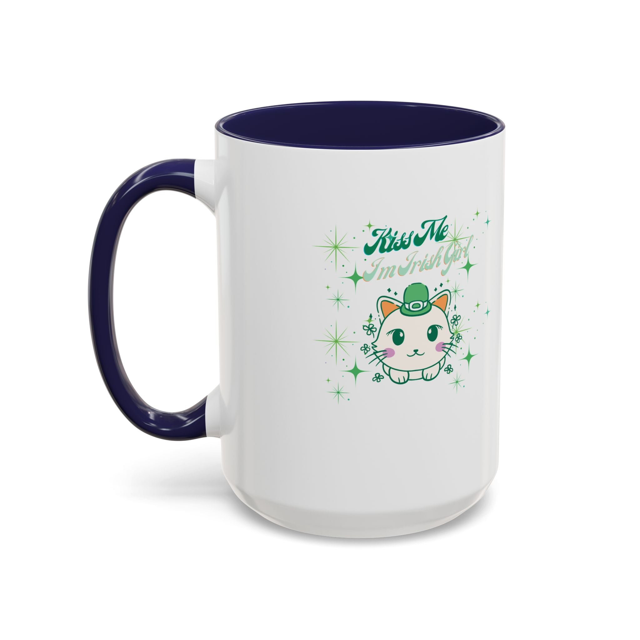 Kiss Me I'm Irish Cat  Accent Mug
