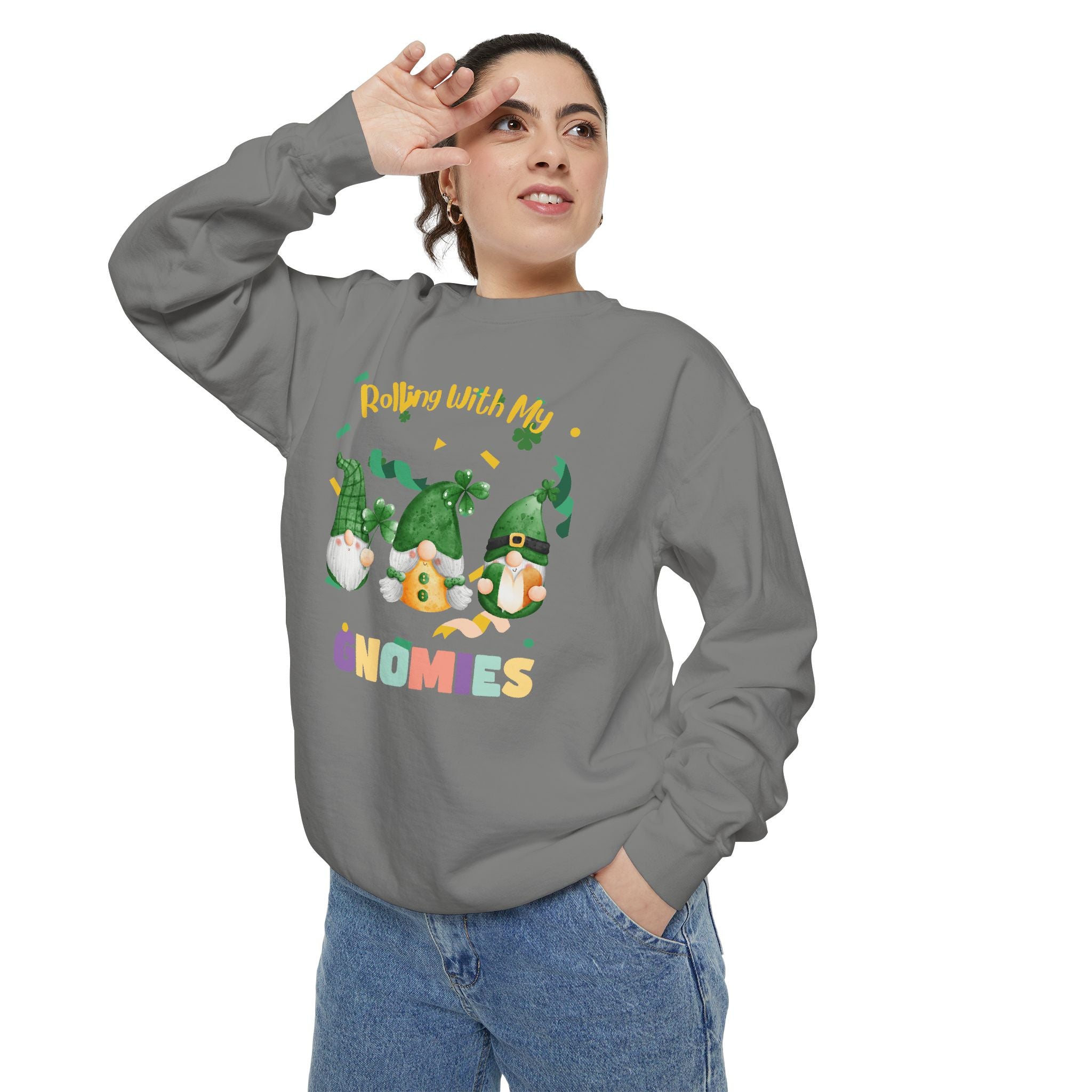 Rolling With My Gnomies Sweatshirt - Unisex Garment-Dyed Cozy Apparel