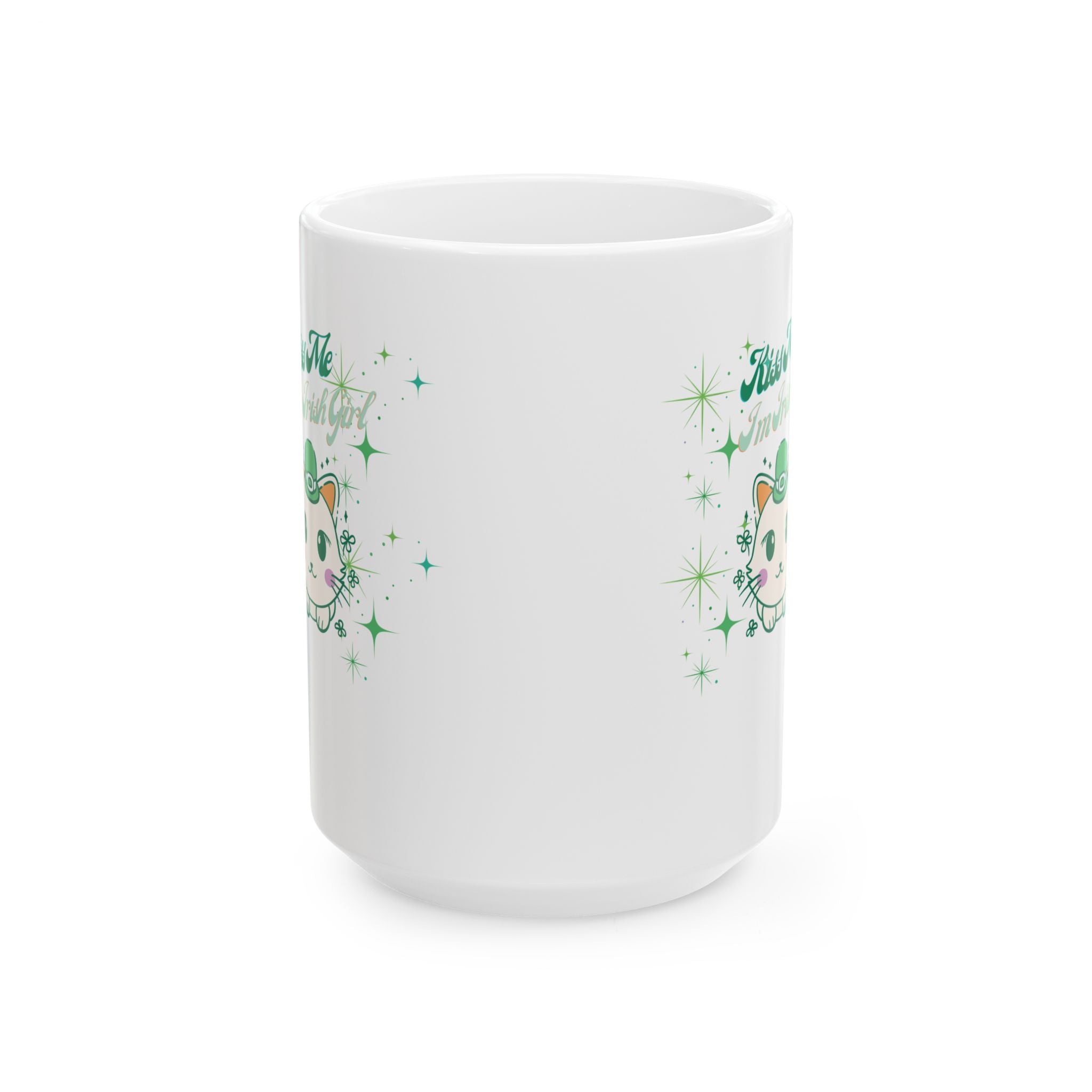 Kiss Me I'm Irish Cat Ceramic Mug