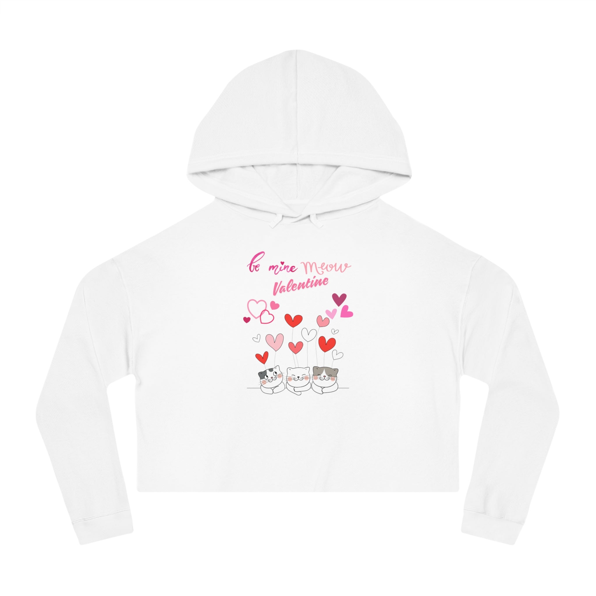 Meow Valentine's Day Women’s Cropped Hooded Sweatshirt