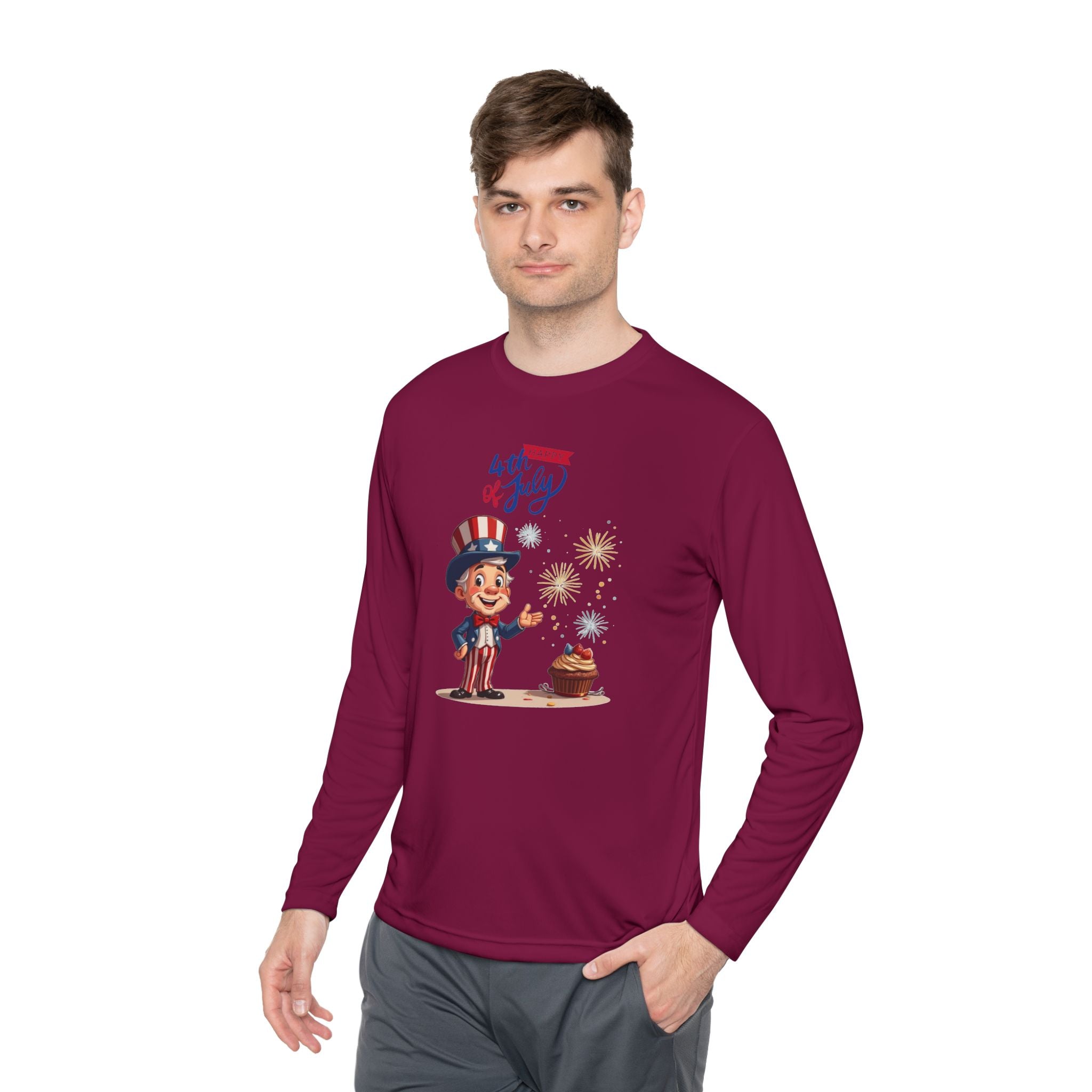 Uncle Sam Happy 4th of July Unisex Lightweight Long Sleeve Tee