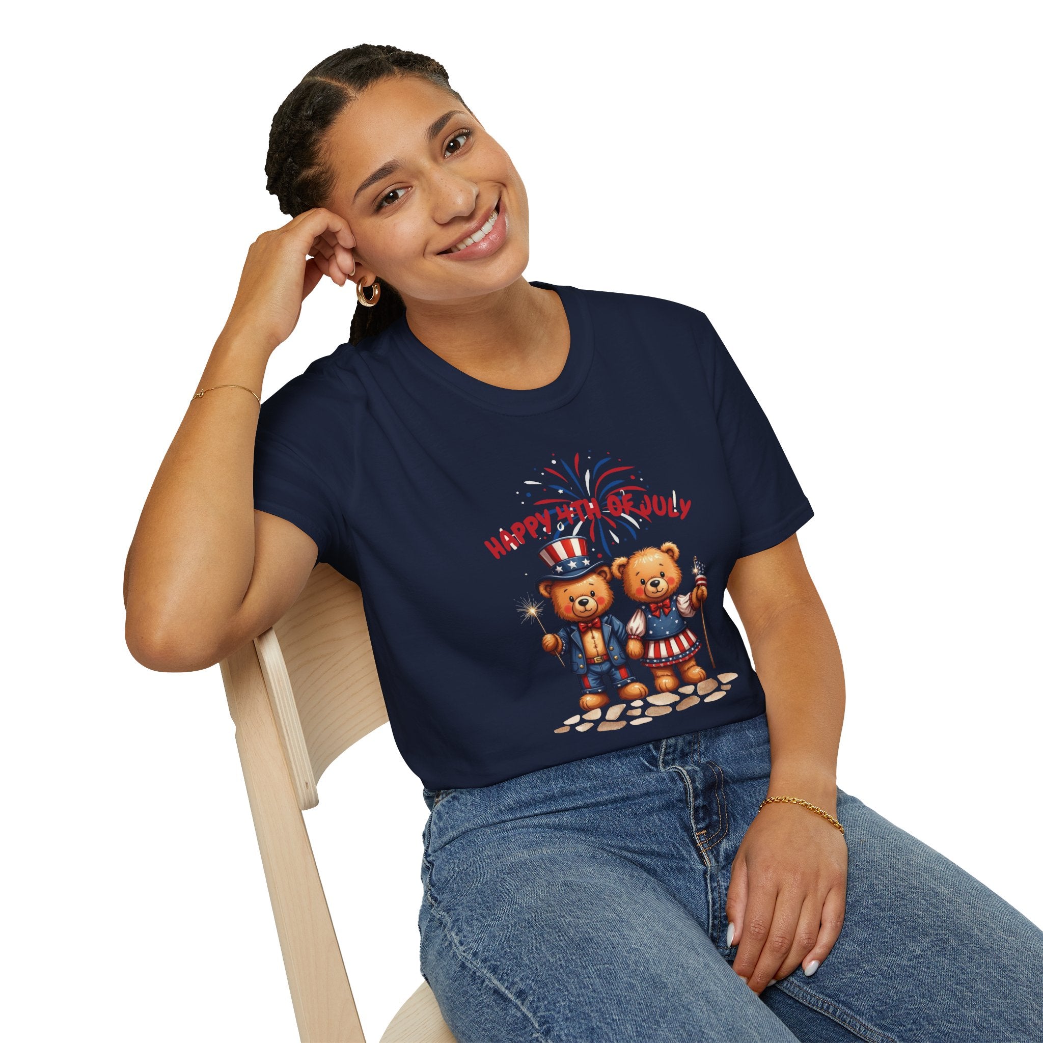 Happy 4th of July Teddy Bear Couple Unisex T-Shirt