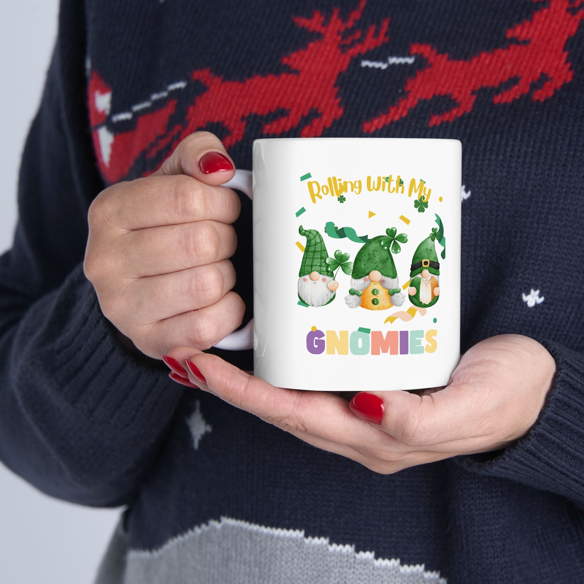 Rolling With My Gnomies Ceramic Mug - Fun Coffee Cup