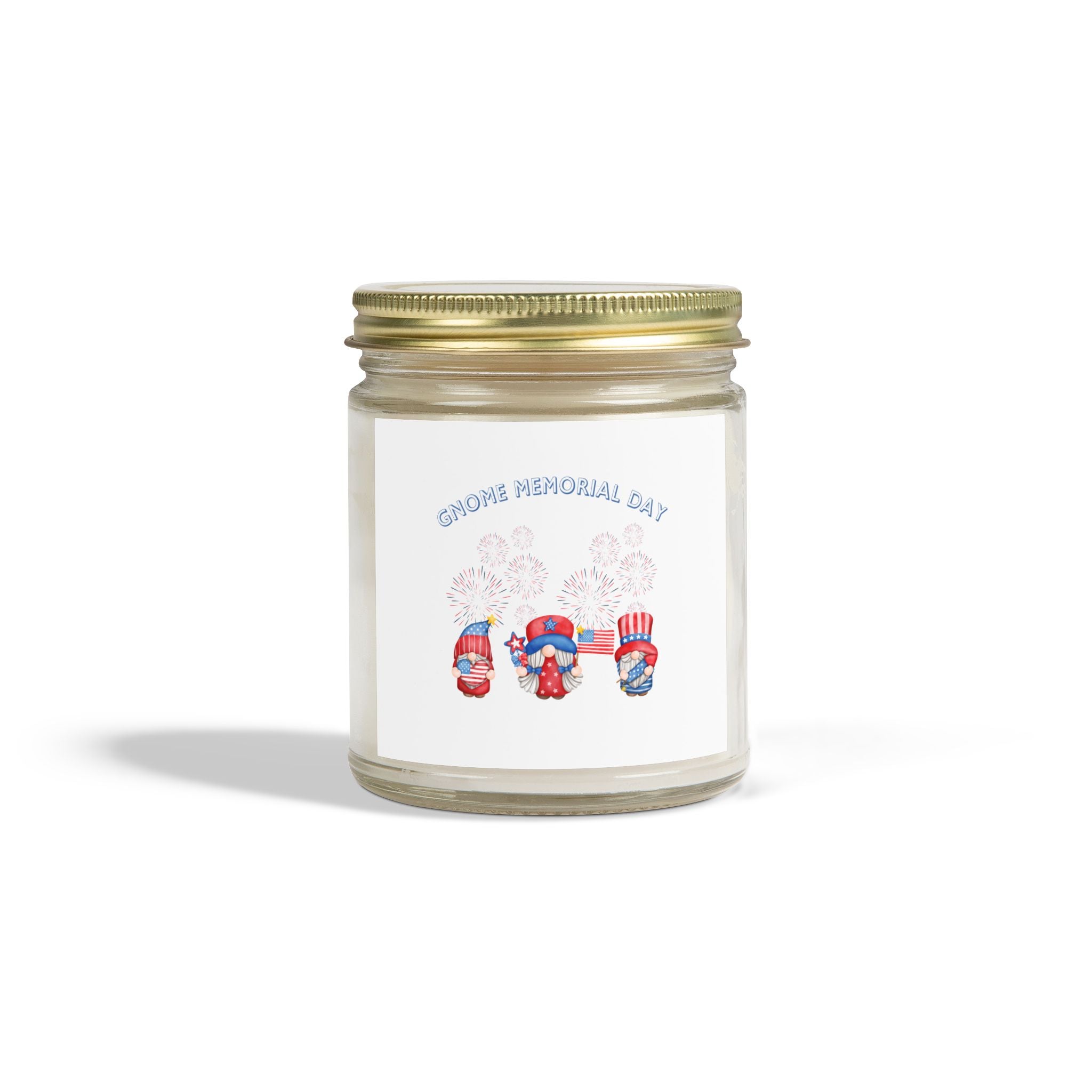 Gnome Memorial Day Scented Candle, Coconut Apricot Wax