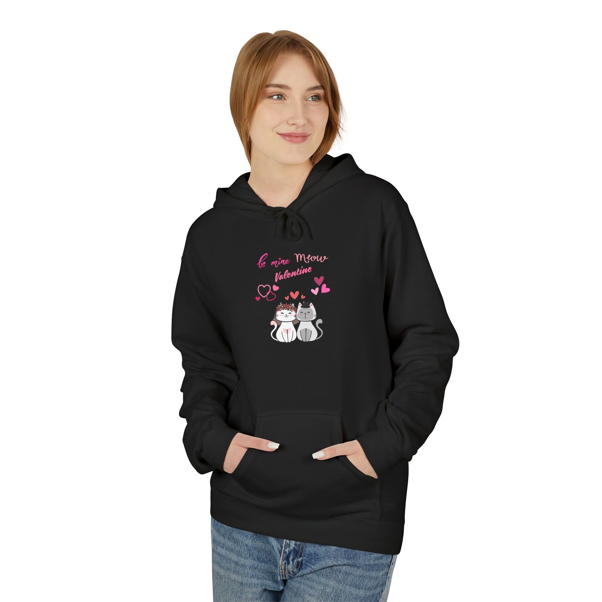 Meow Valentine's Day Unisex Midweight Softstyle Fleece Hoodie