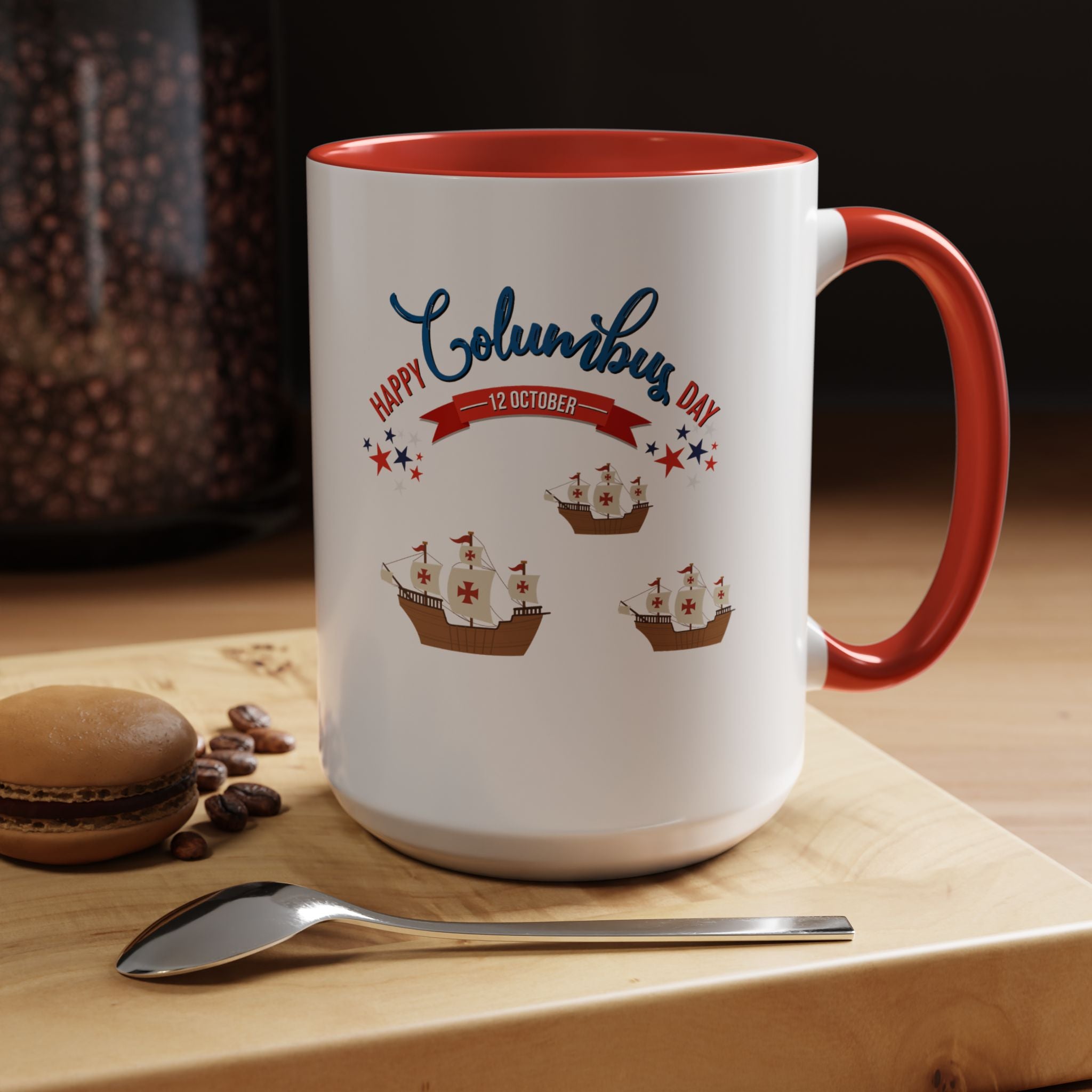 Happy Columbus Day Accent Coffee Mug (11, 15oz)