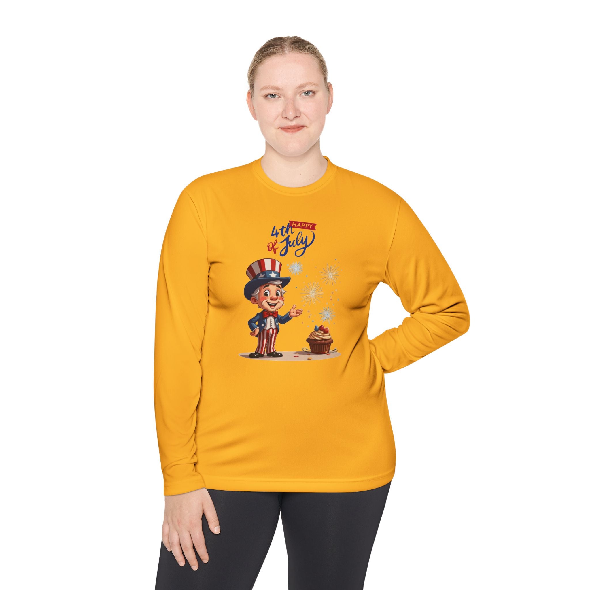 Uncle Sam Happy 4th of July Unisex Lightweight Long Sleeve Tee