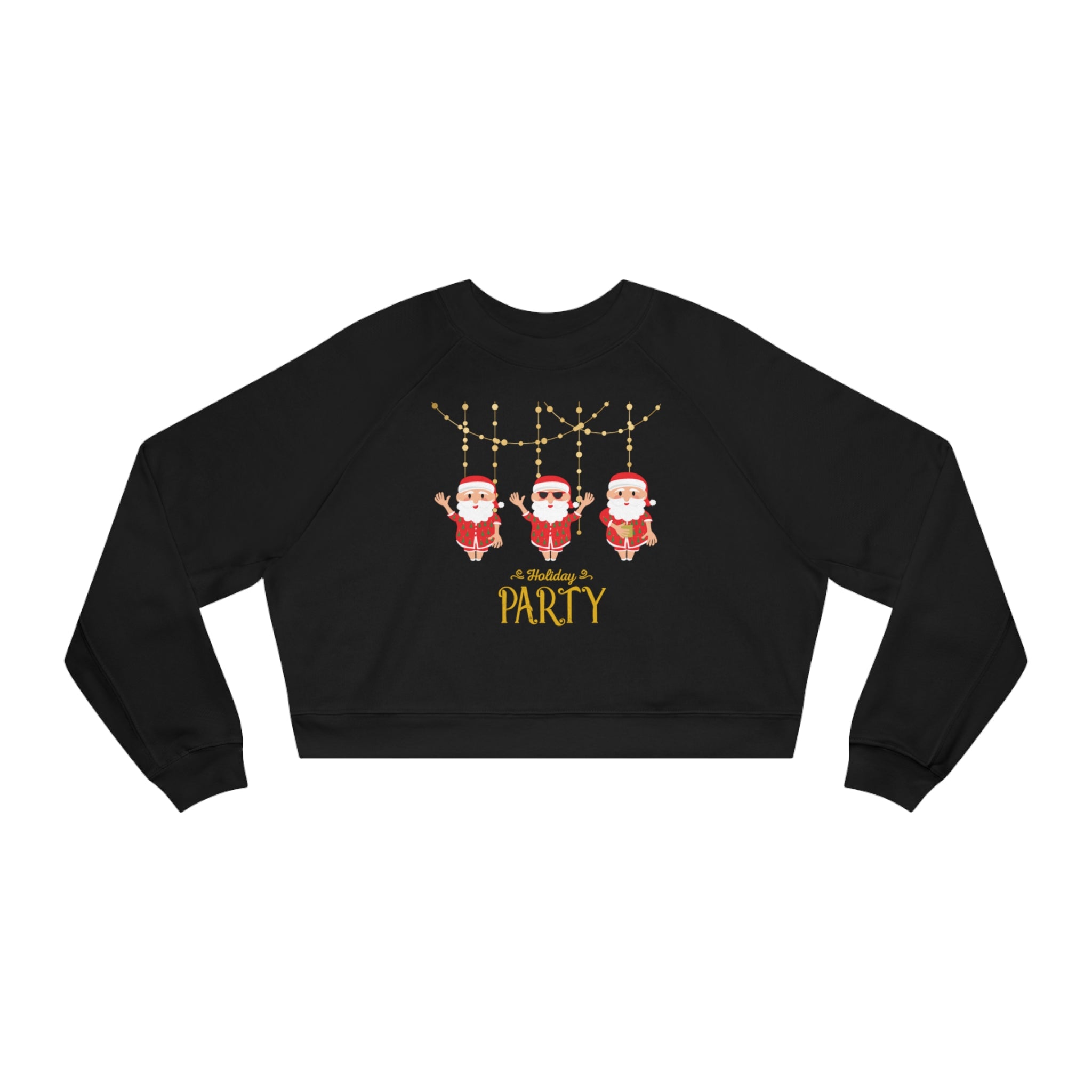 Santa's Holiday Party Women's Cropped Fleece Pullover