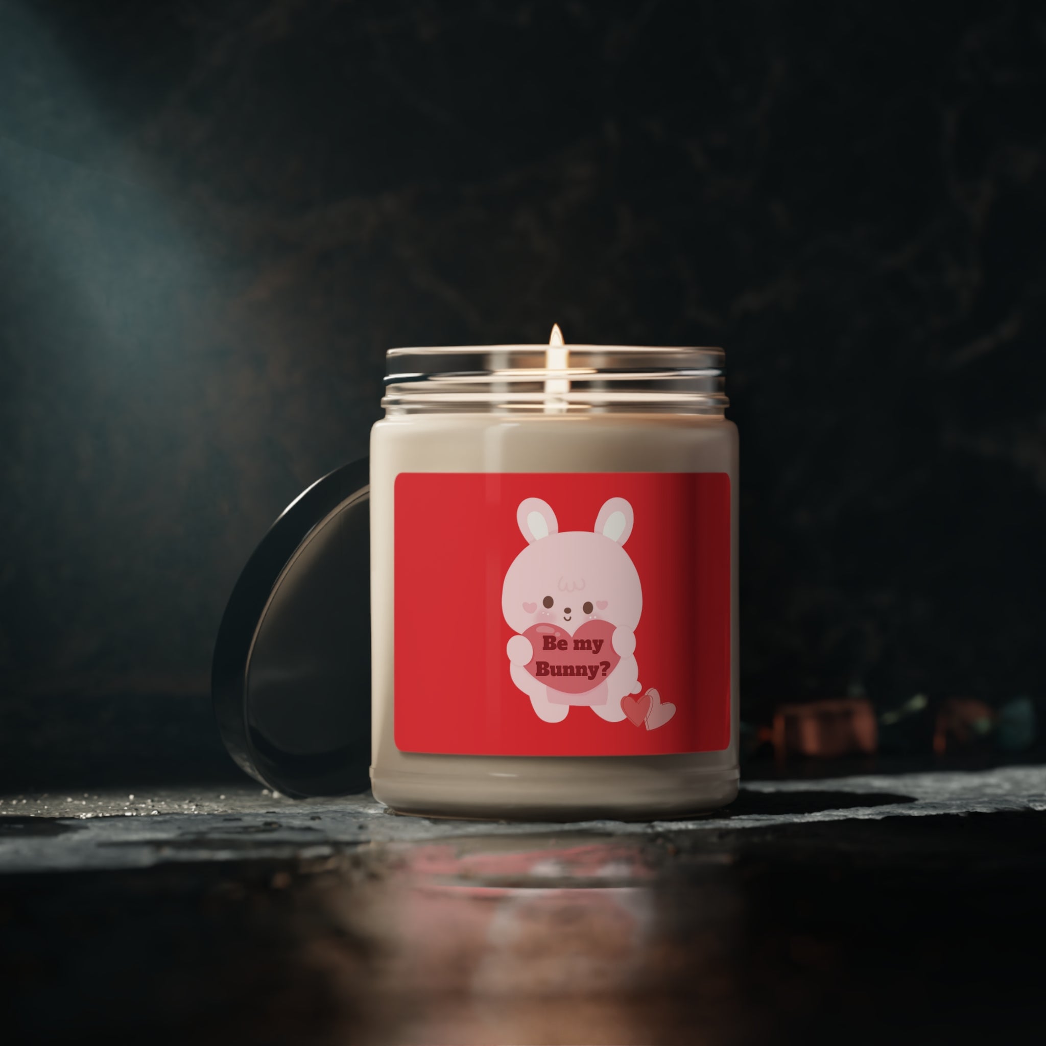 V-Day Bunny Accented Soy Candle, 9oz