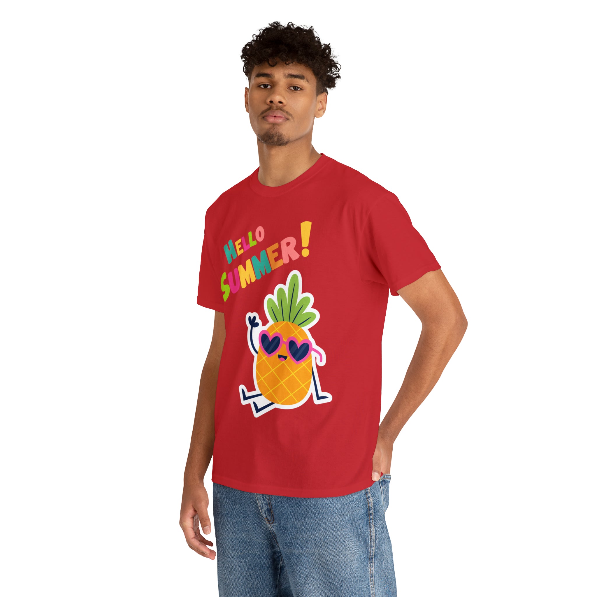 Hello Pineapple Summer Unisex Heavy Cotton Tee