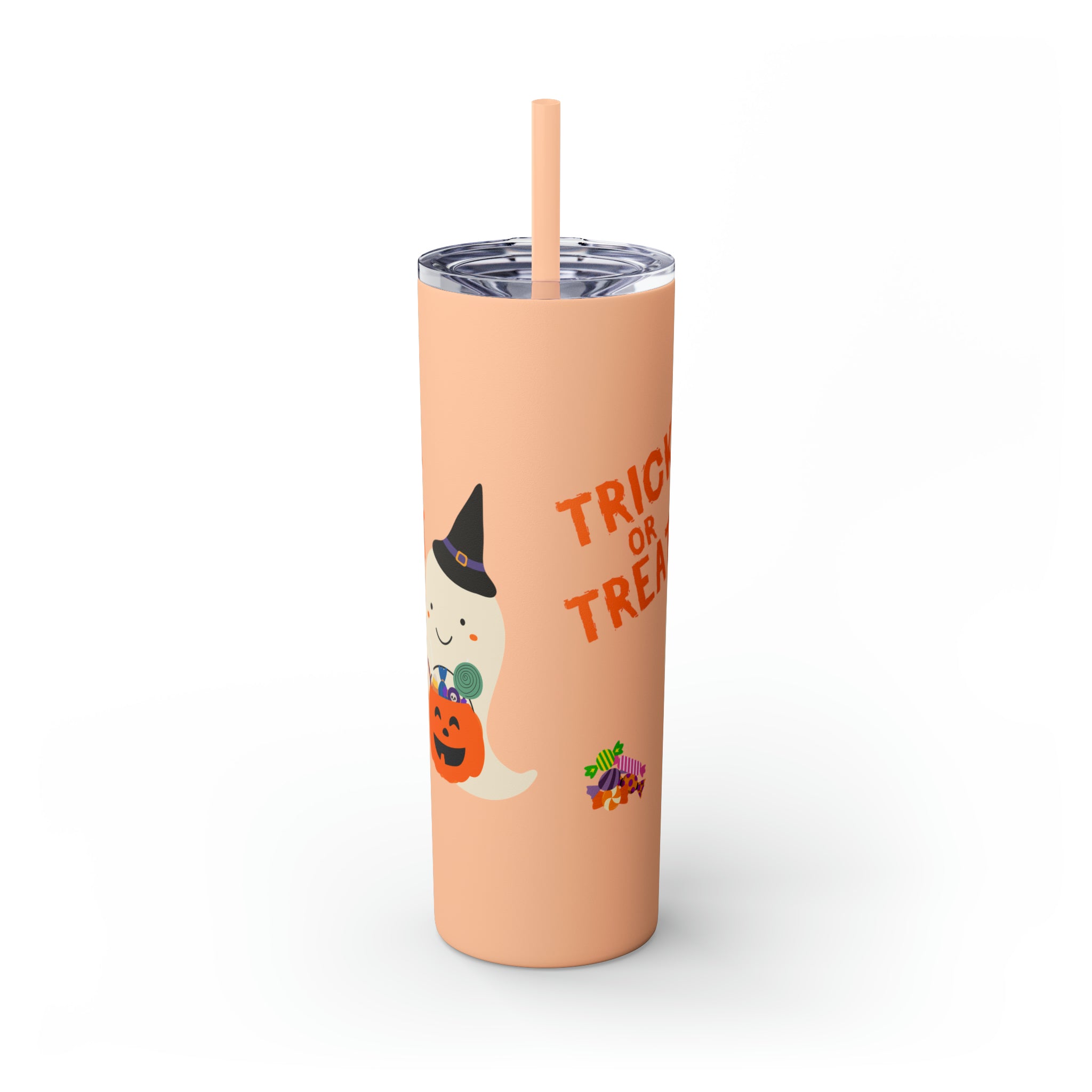 Trick or Treat Skinny Tumbler with Straw, 20oz
