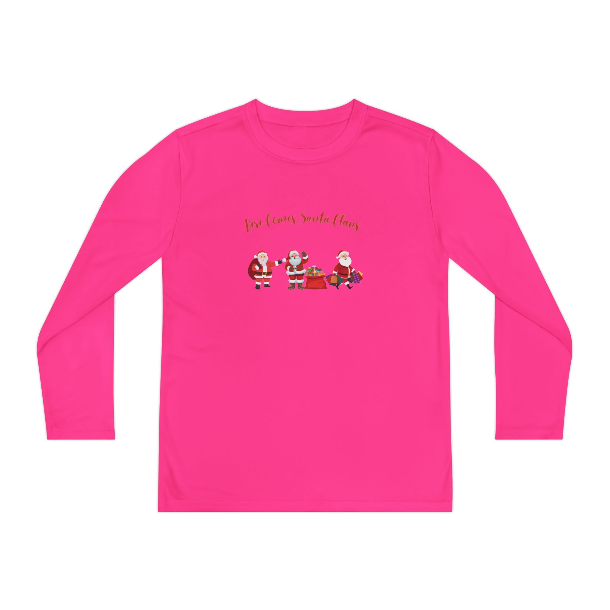 Here Comes Santa Claus Youth Long Sleeve Competitor Tee