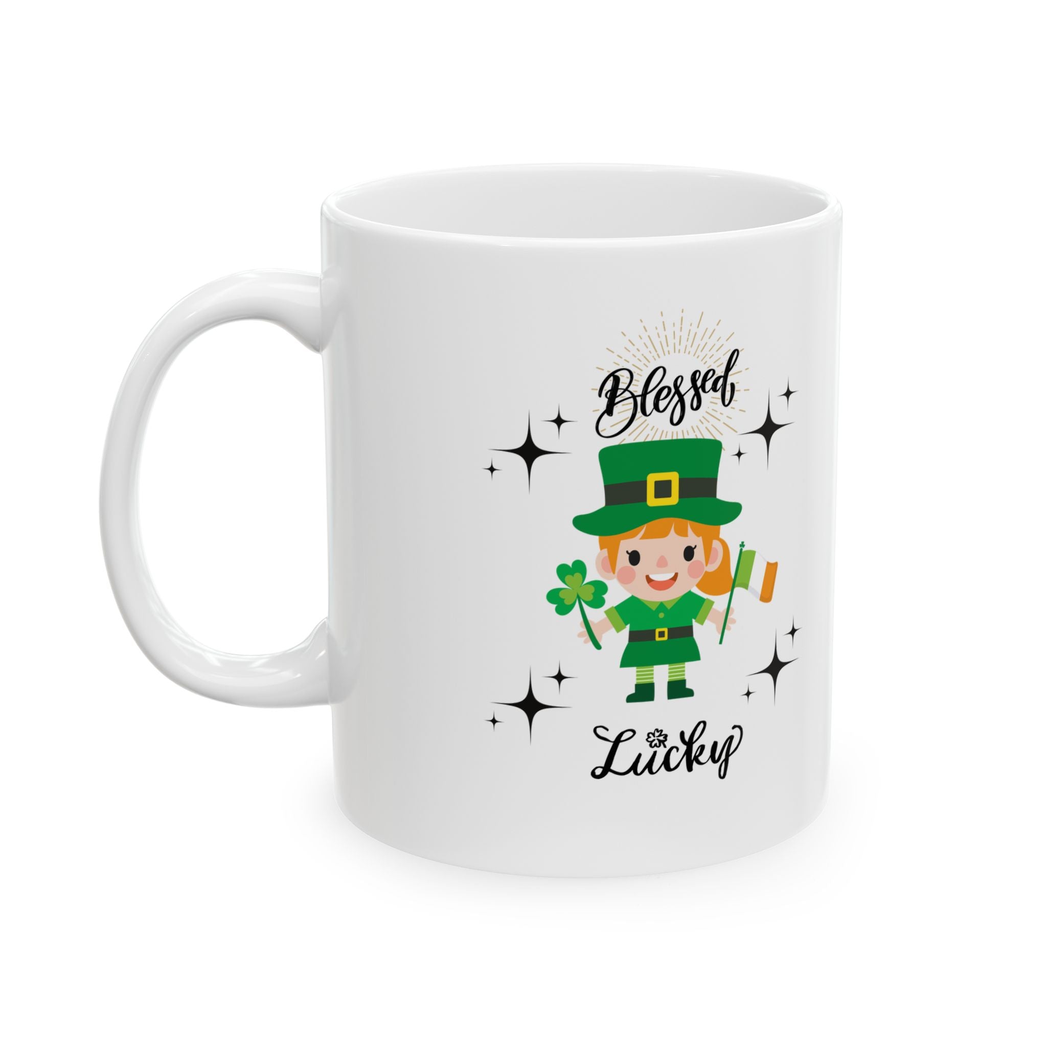 Blessed & Lucky Ceramic Mug | 11oz & 15oz | Perfect for Lucky Celebrations