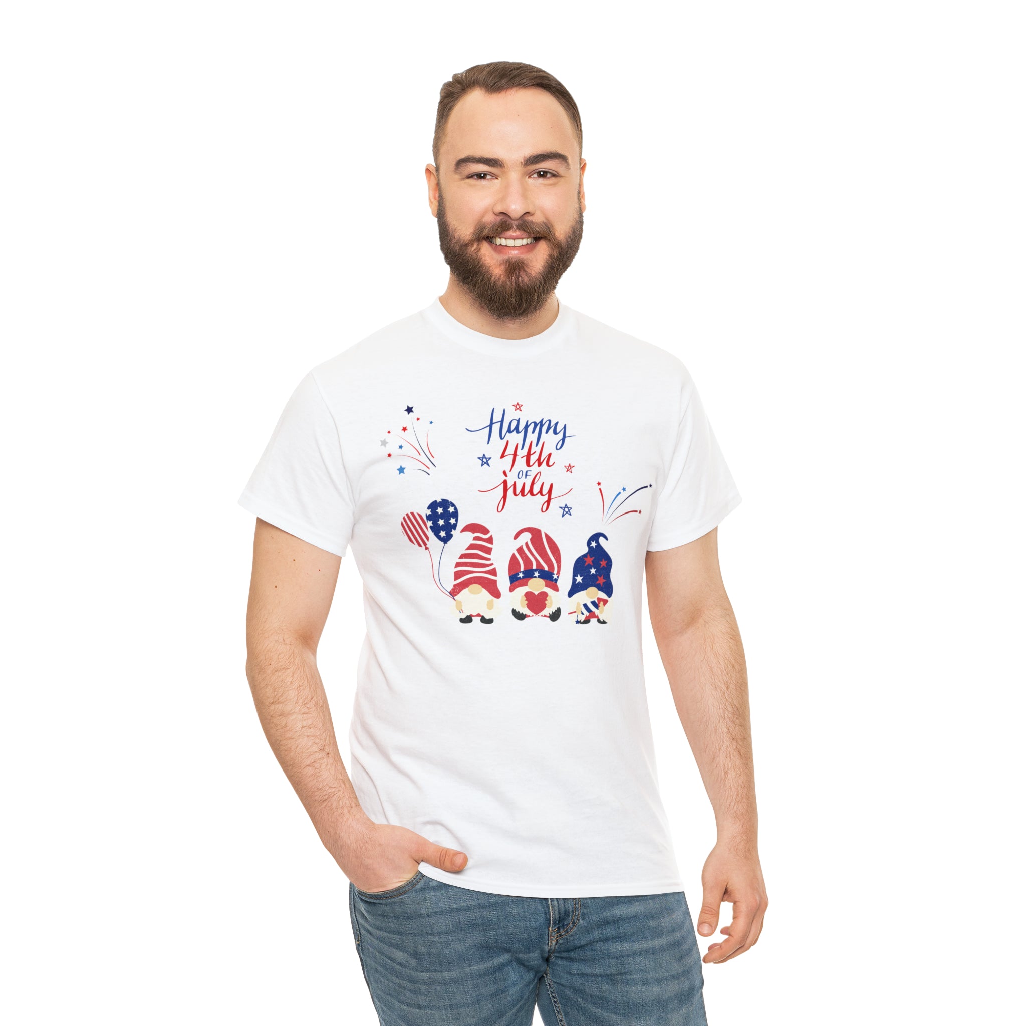 Happy 4th Of July Gnome Unisex Heavy Cotton Tee