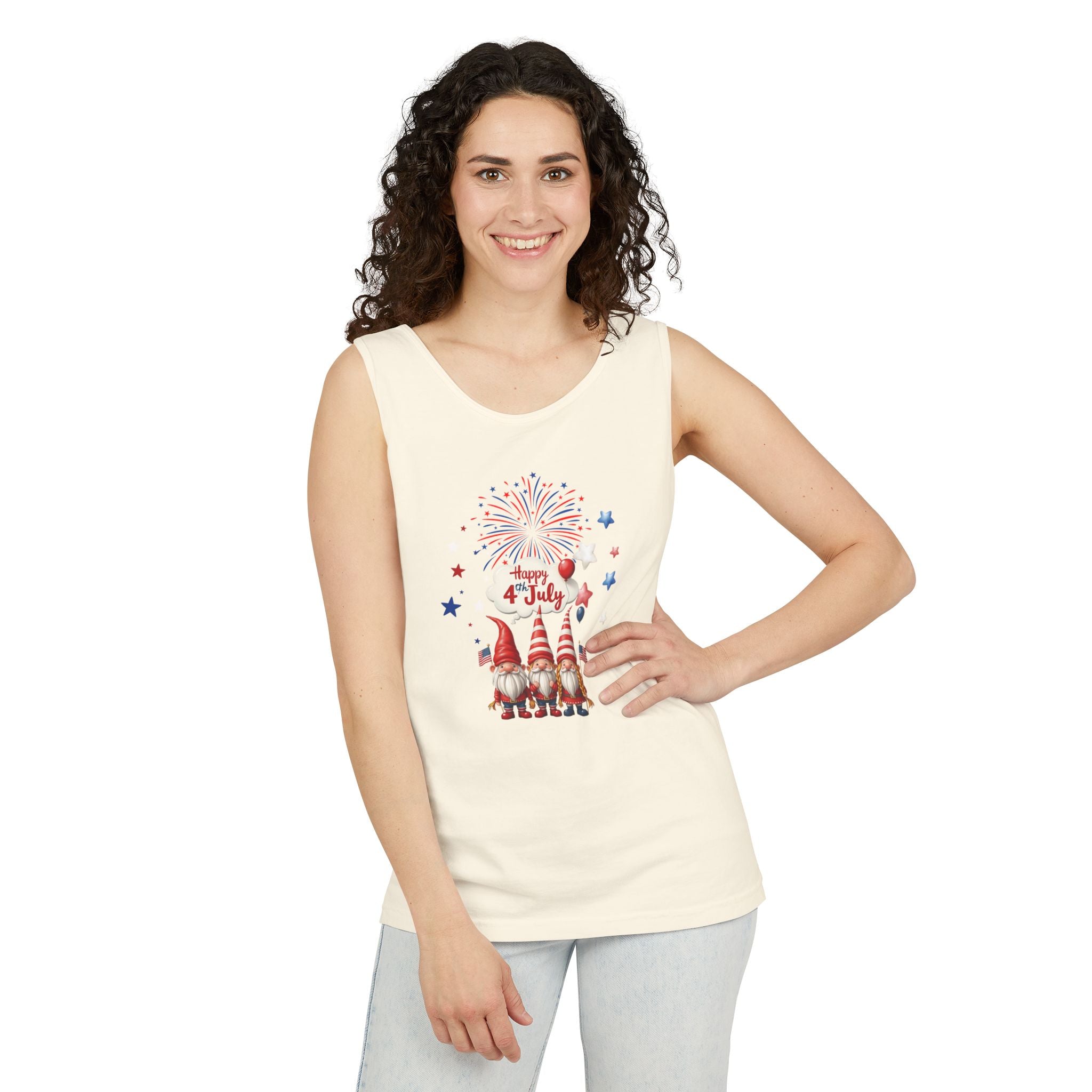 Gnome 4th of July Unisex Tank Top, Festive Holiday Apparel, Casual Independence Day Wear
