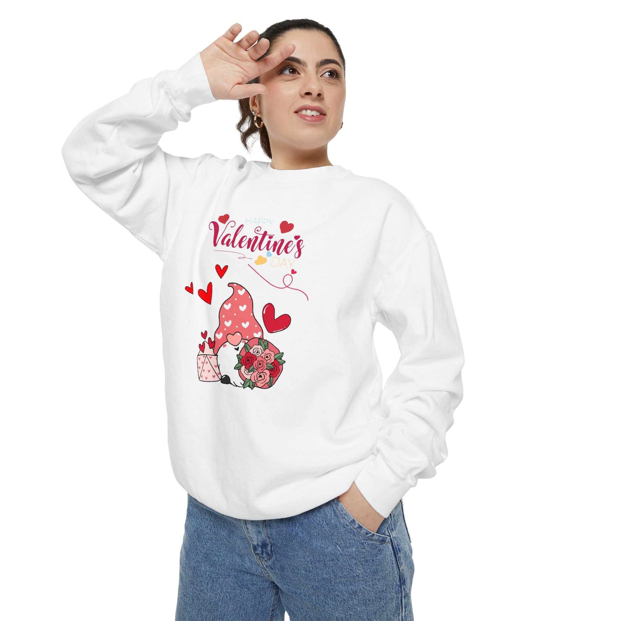 Gnome Valentine's Day Unisex Garment-Dyed Sweatshirt