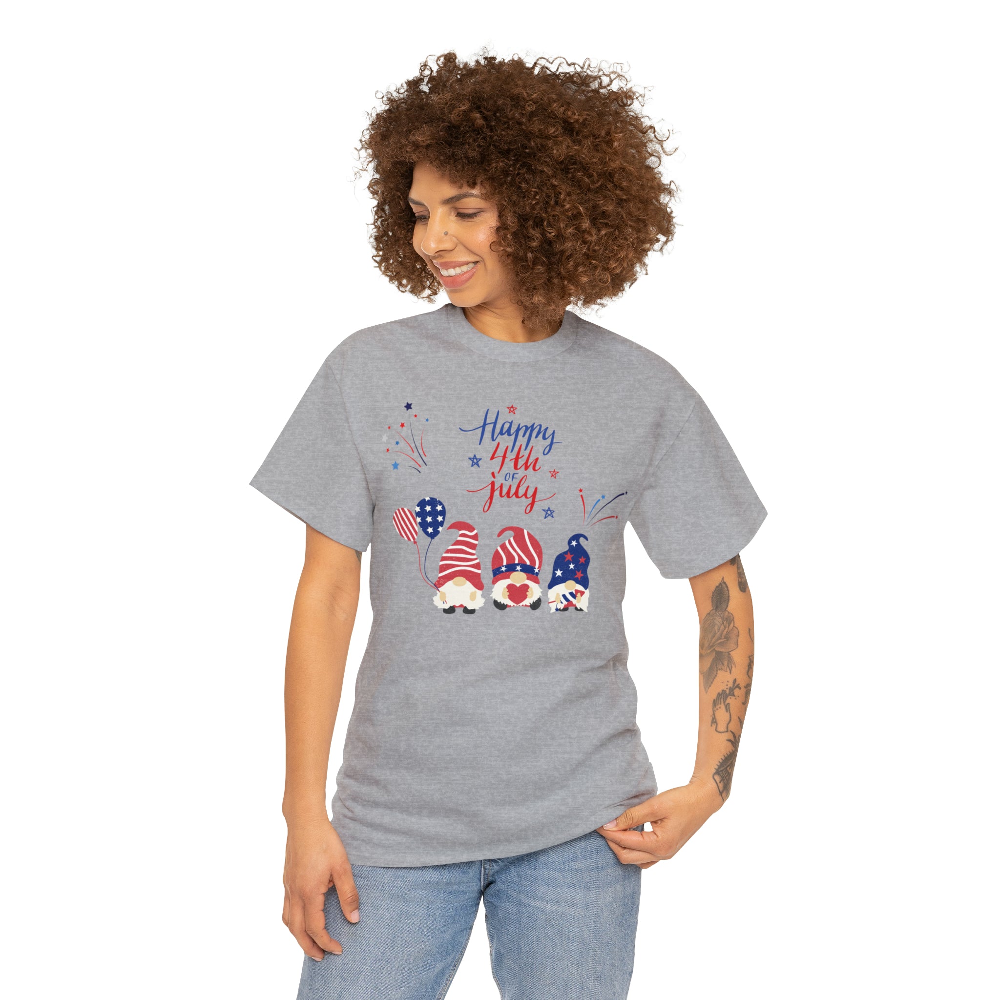 Happy 4th Of July Gnome Unisex Heavy Cotton Tee