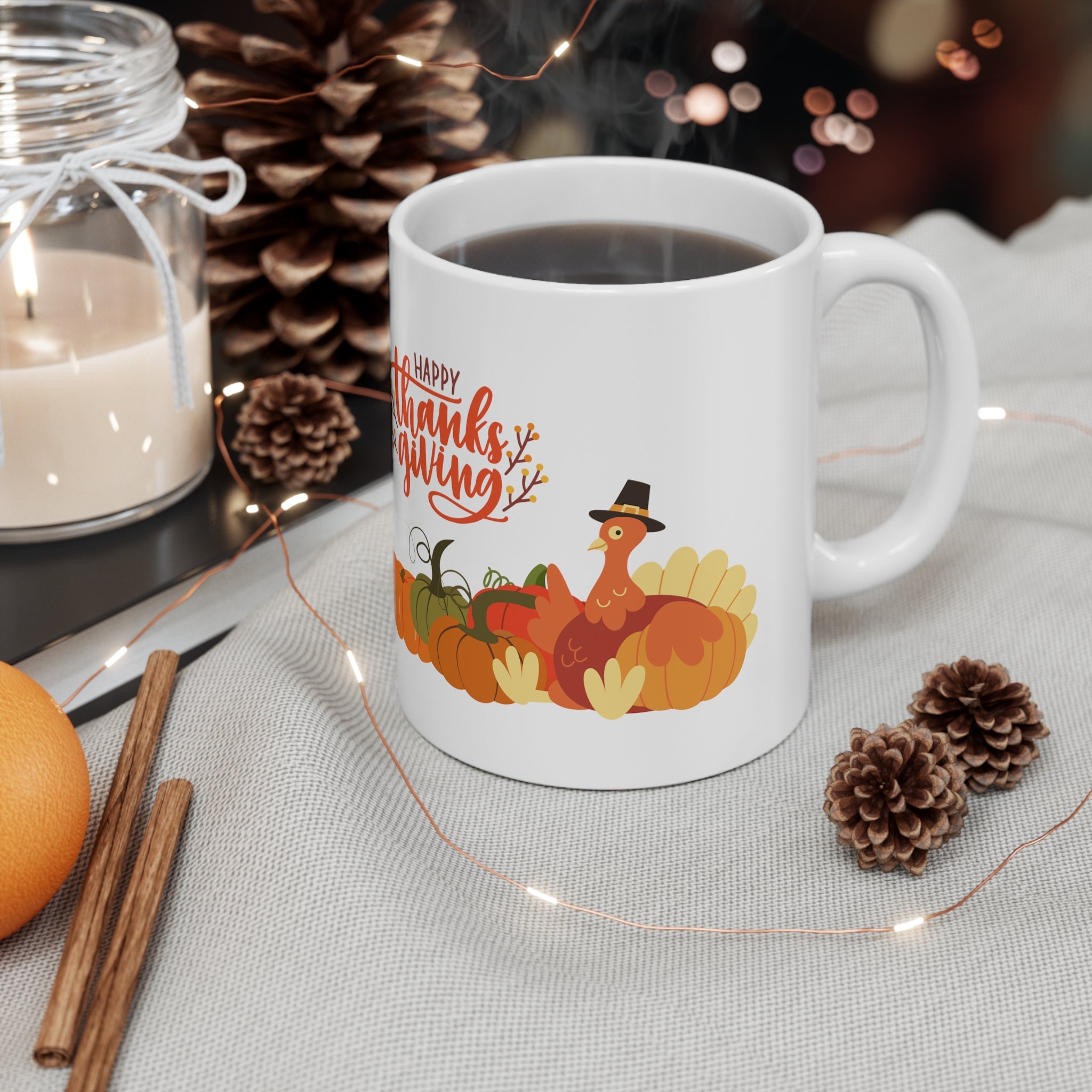 Happy Thanksgiving Turkey Ceramic Mug 11oz