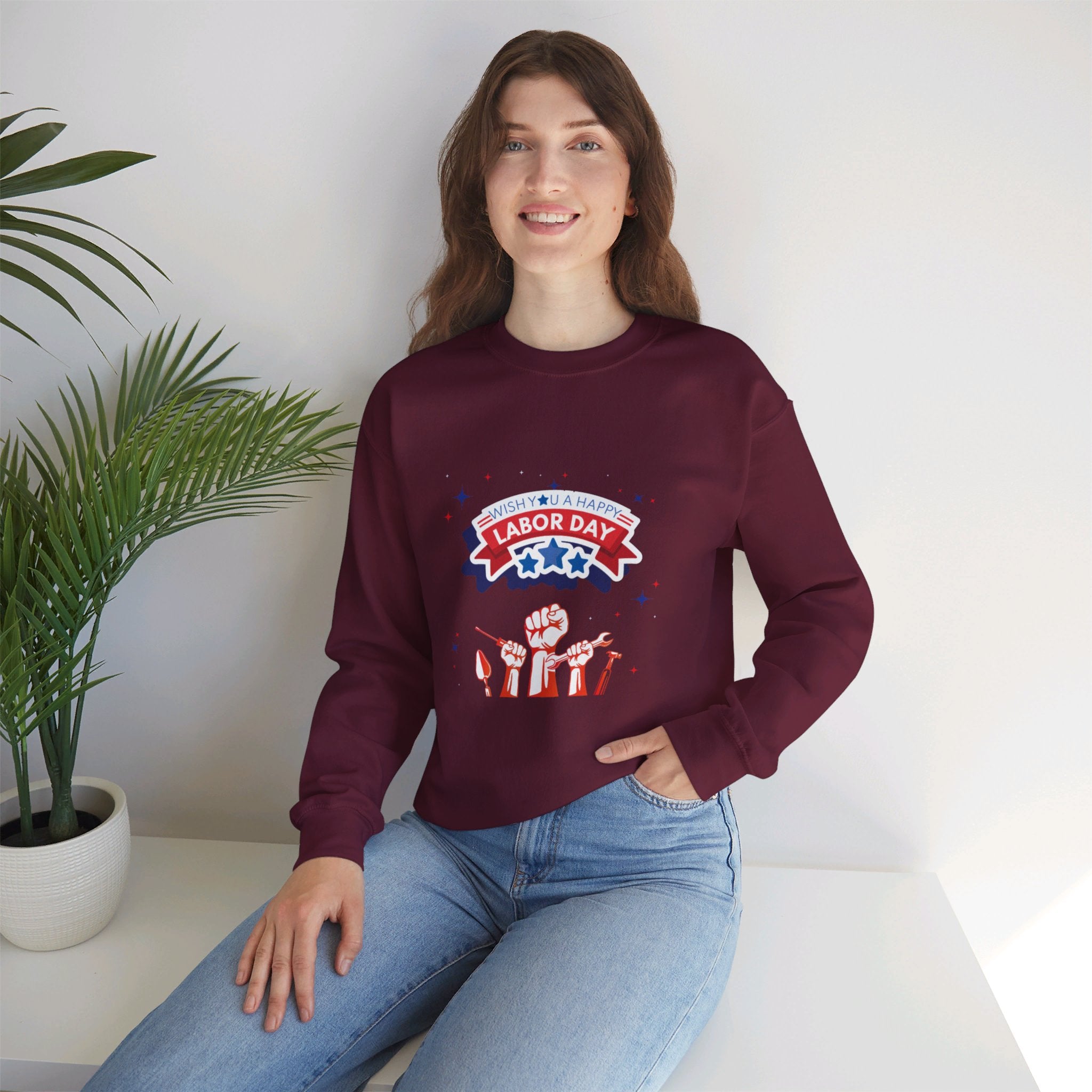 Wish U A Happy Labor Day Unisex Heavy Blend™ Crewneck Sweatshirt