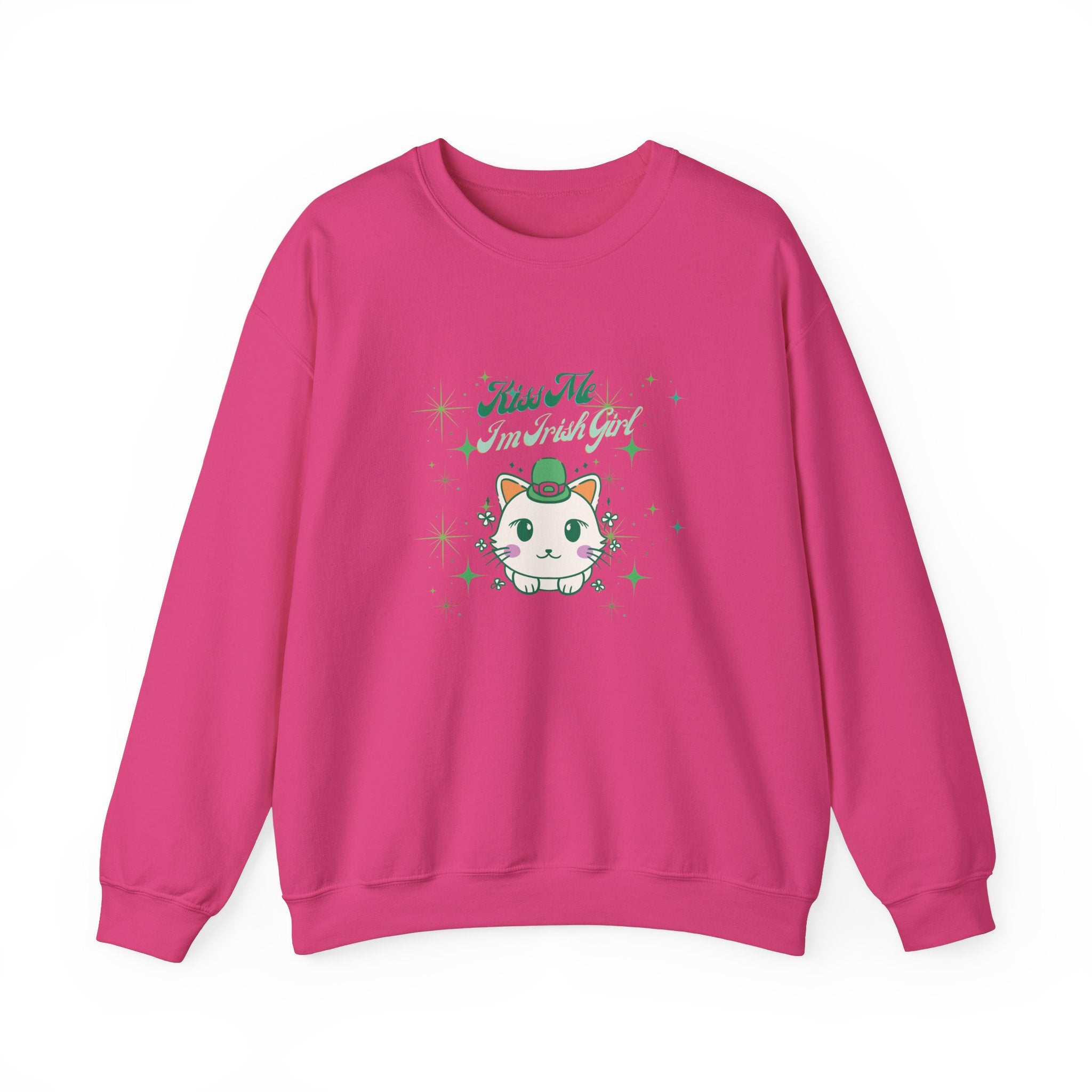 Kiss Me I'm Irish Cat Crewneck Sweatshirt - Unisex Heavy Blend™