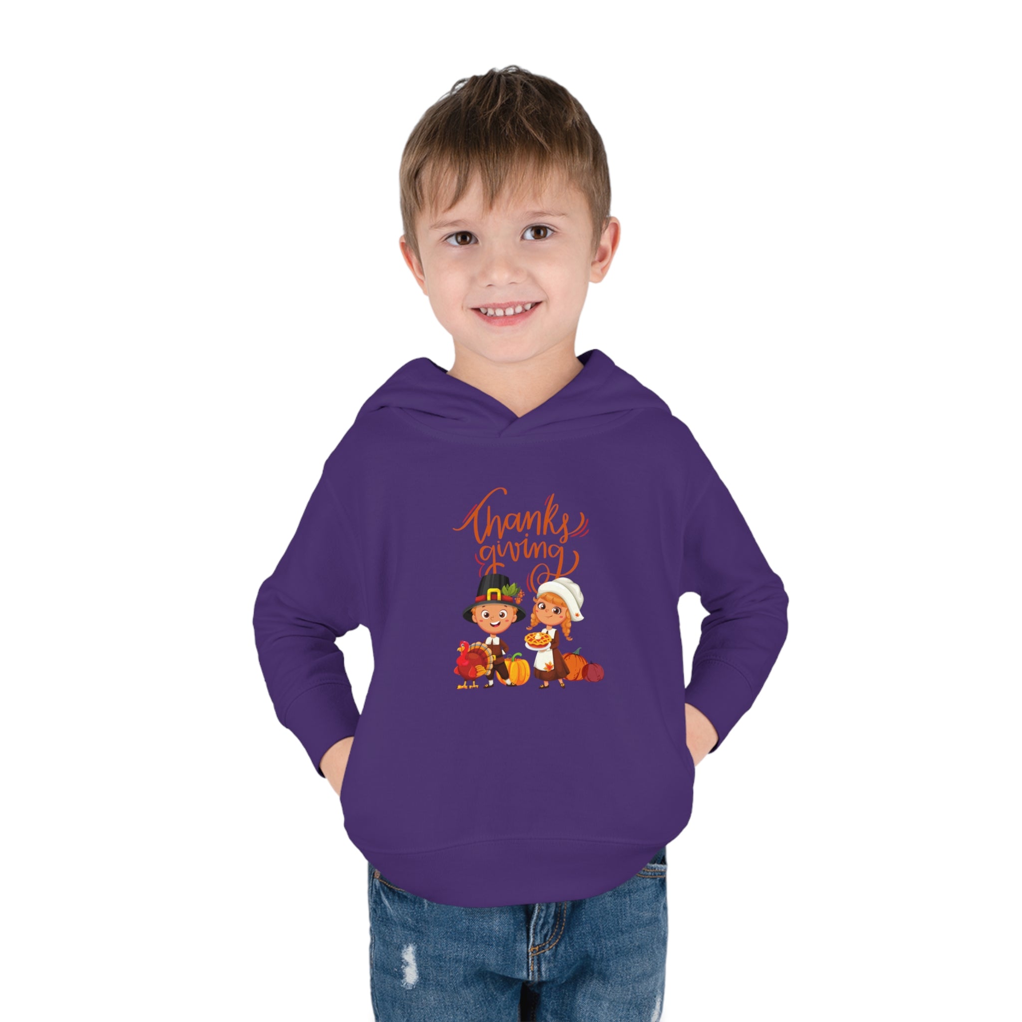 Happy Thanksgiving Toddler Pullover Fleece Hoodie