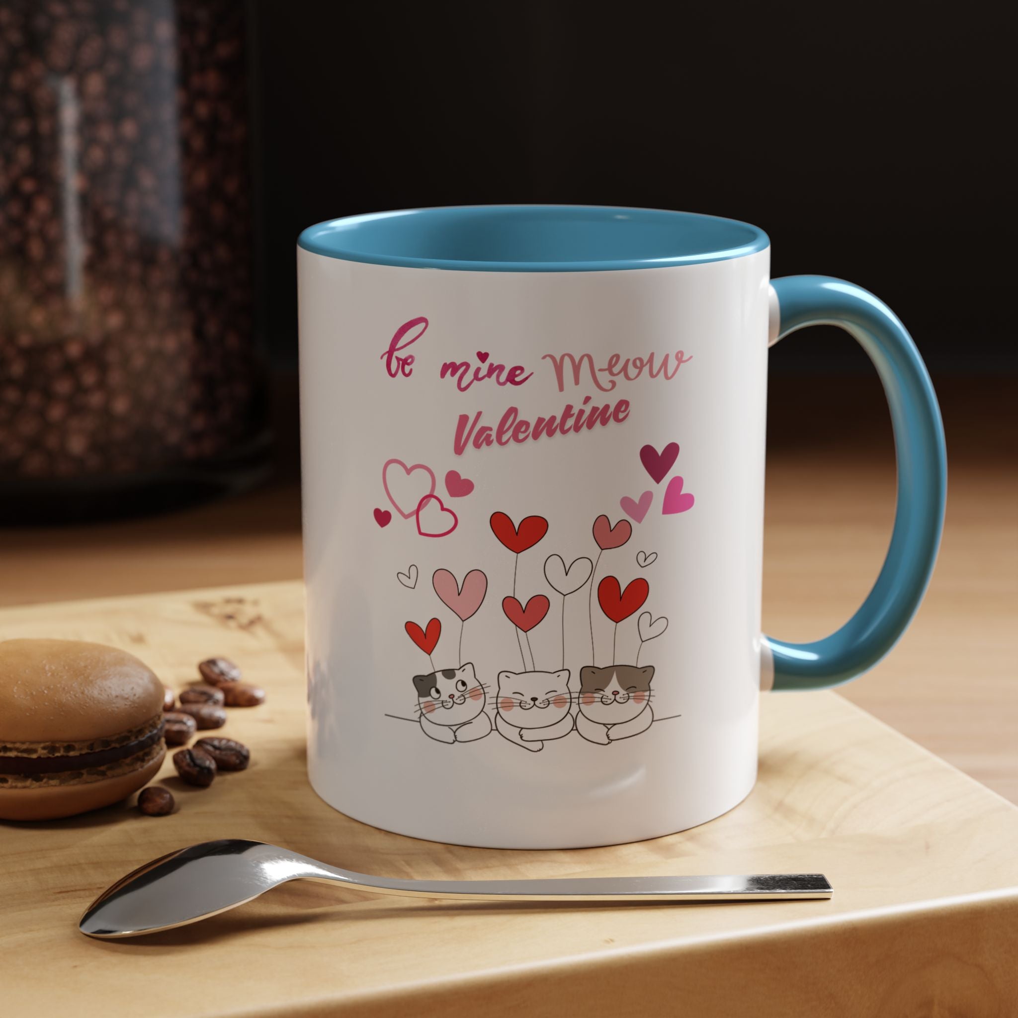 Meow Valentine's Day Accent Coffee Mug (11, 15oz)