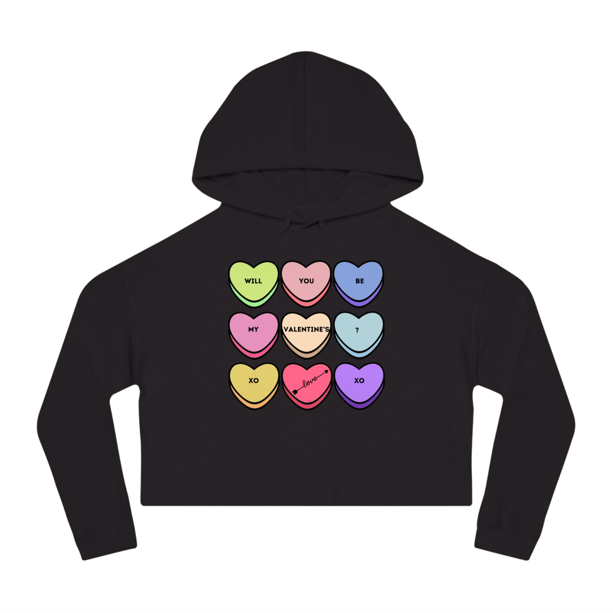 Will You Be My Valentine? Women’s Cropped Hooded Sweatshirt