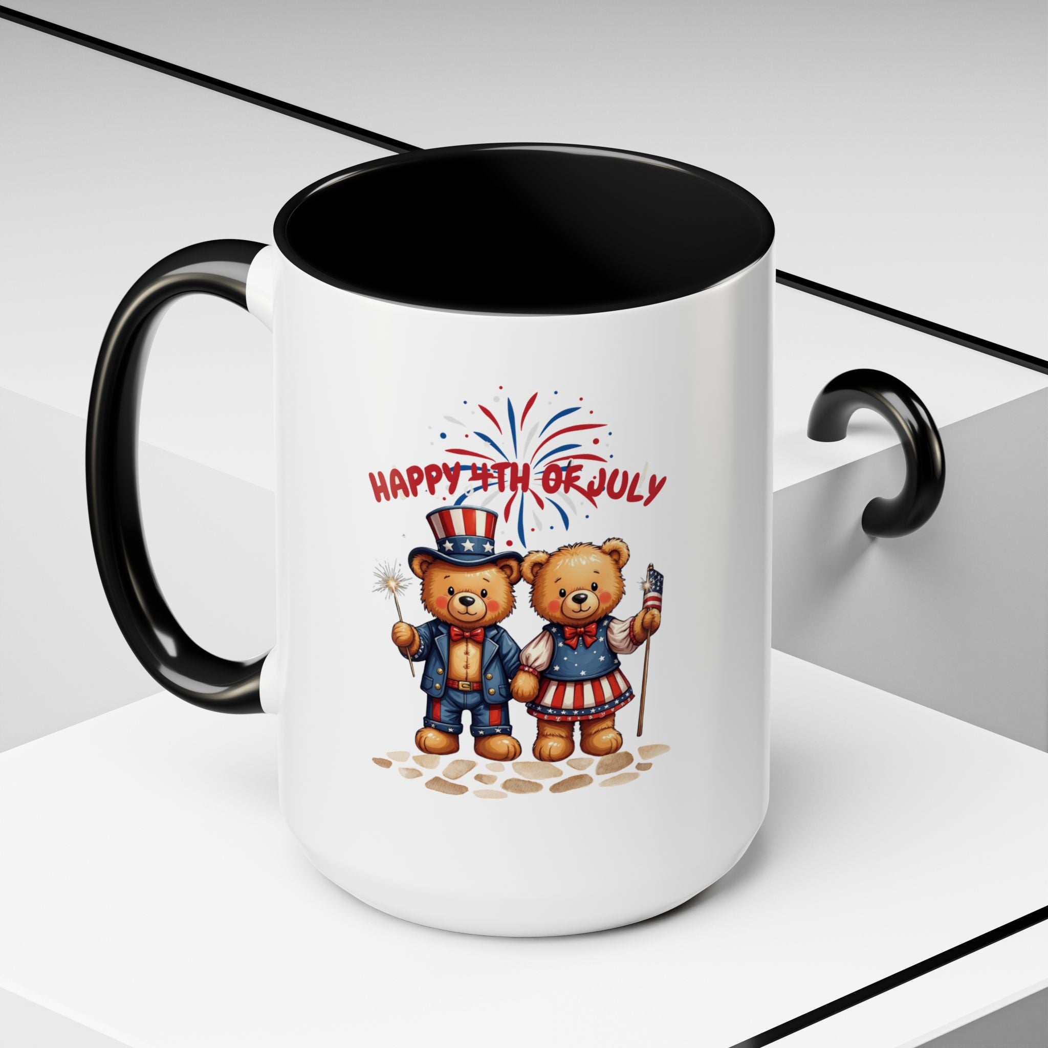 Happy 4th of July Teddy Bear Couple Coffee Mug